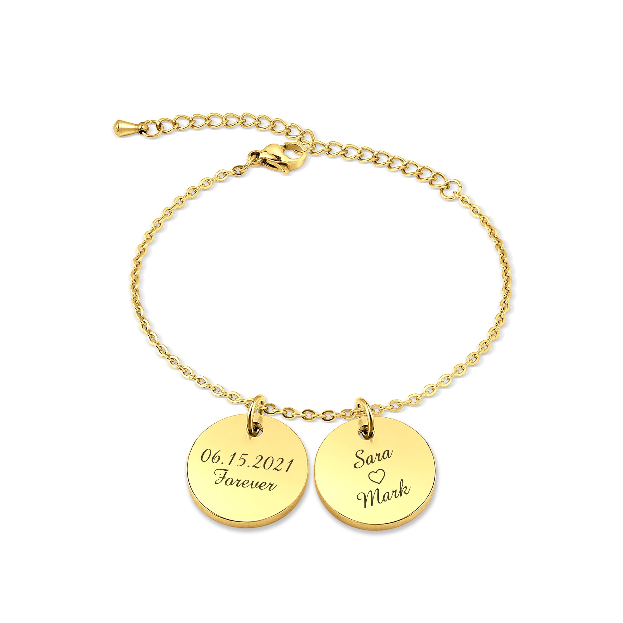 Personalized Round Charm Chain Bracelet