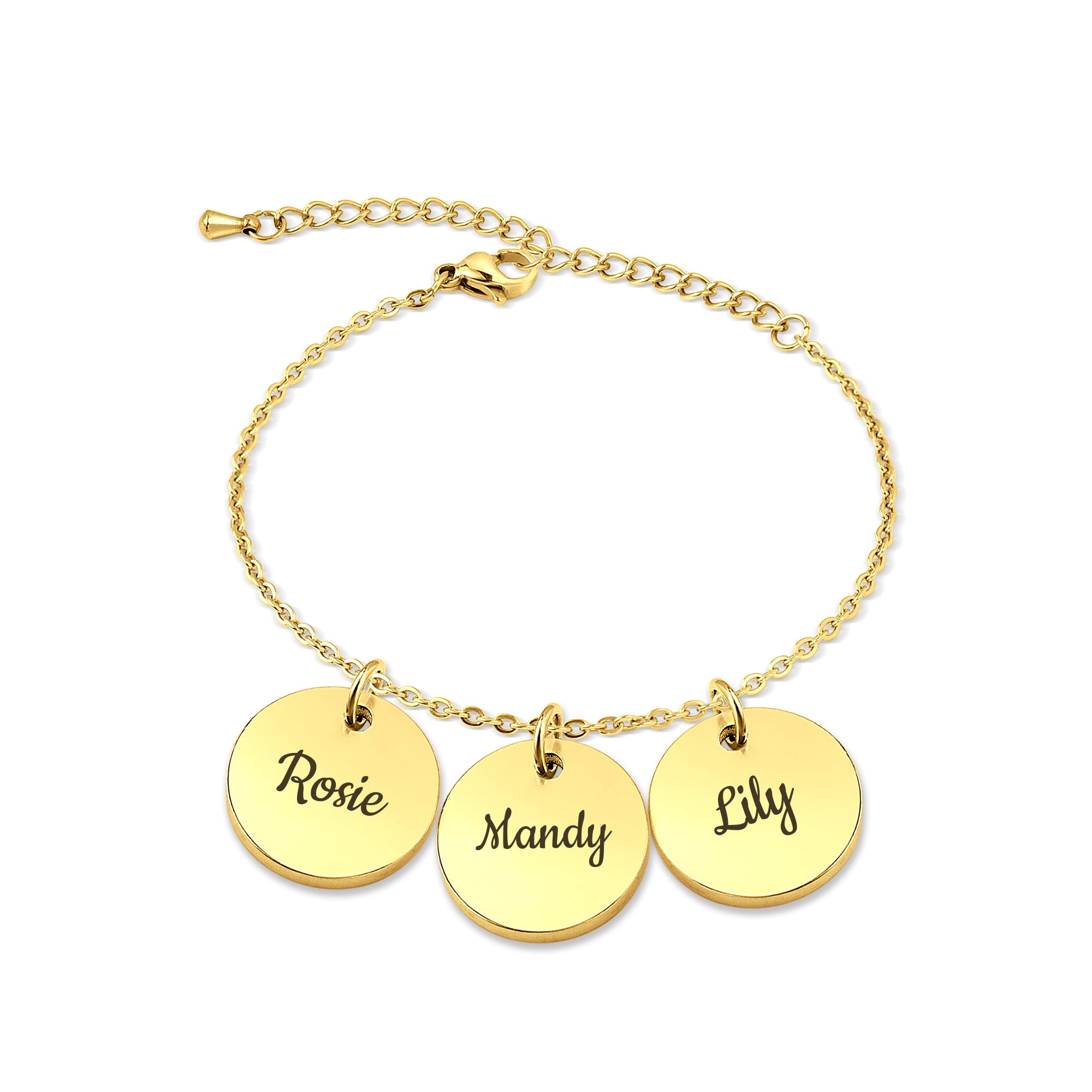 Personalized Round Charm Chain Bracelet