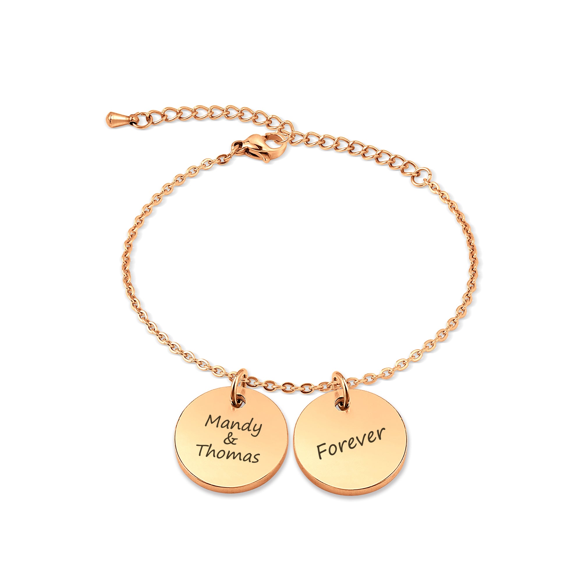 Personalized Round Charm Chain Bracelet