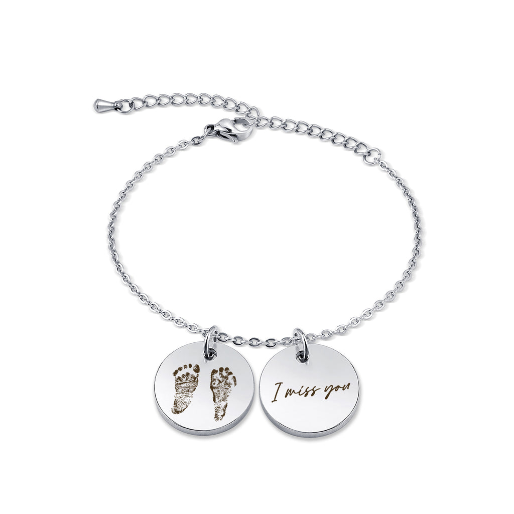 Personalized Actual Fingerprint Stainless Steel Charm Bracelet