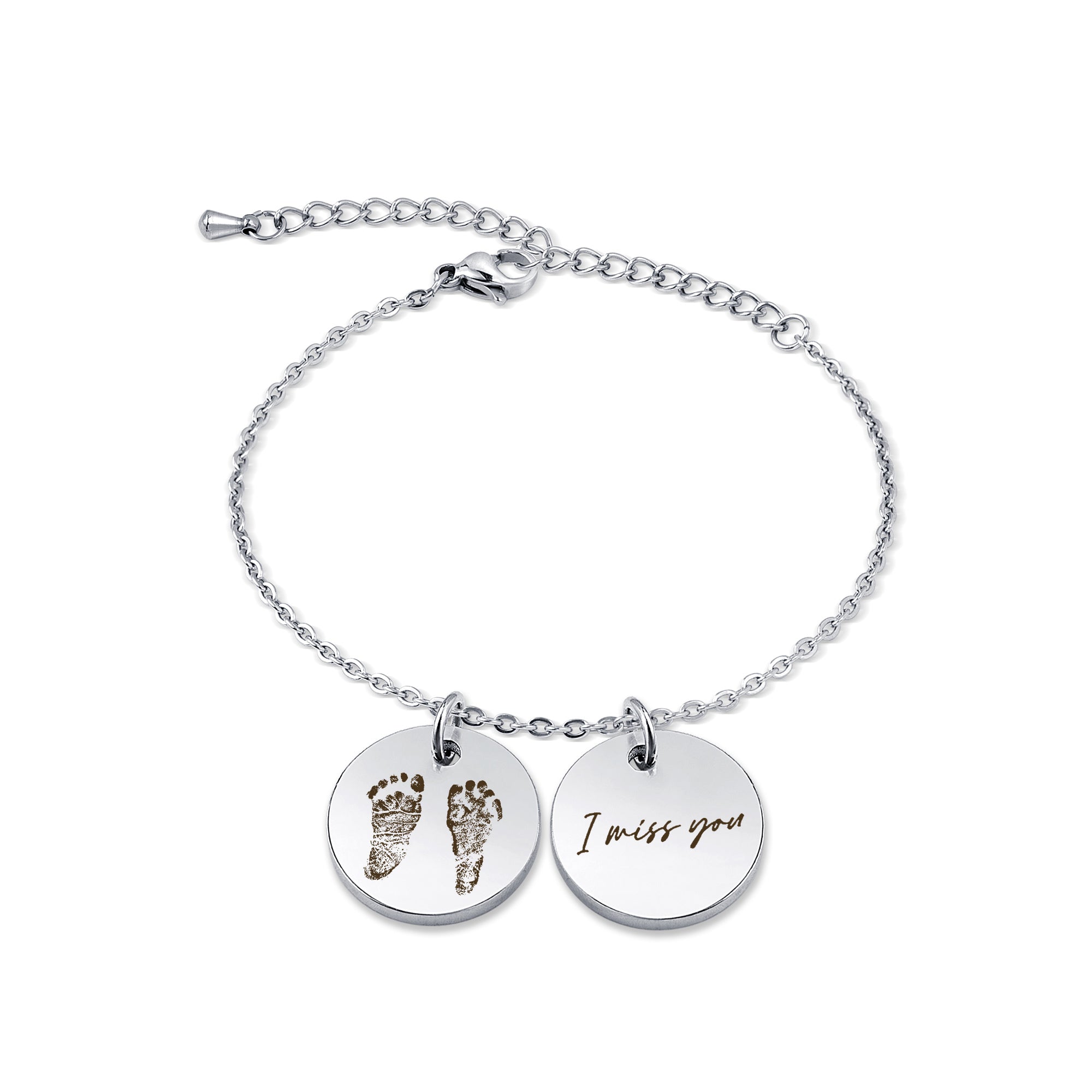 Personalized Actual Fingerprint Stainless Steel Charm Bracelet