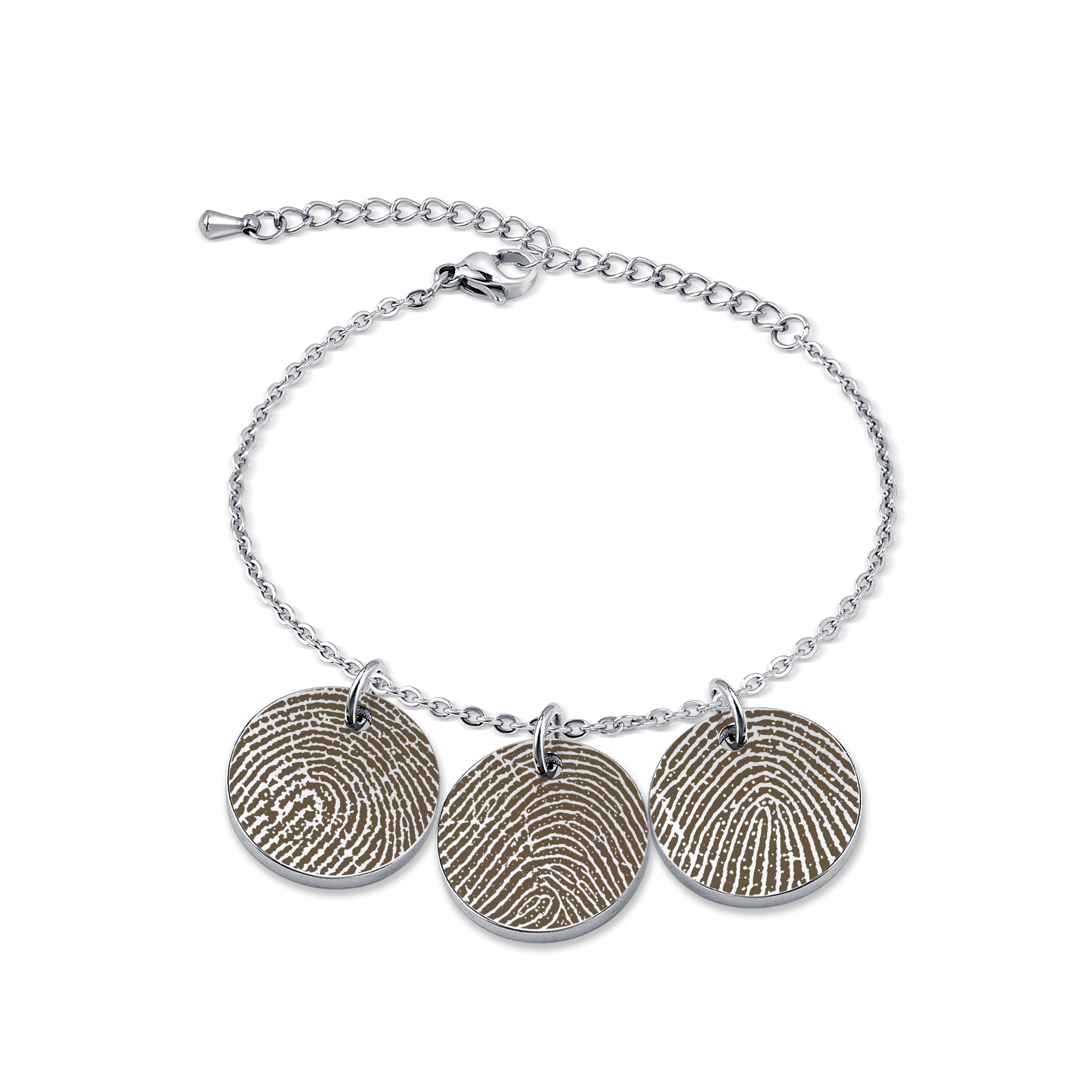 Personalized Actual Fingerprint Stainless Steel Charm Bracelet