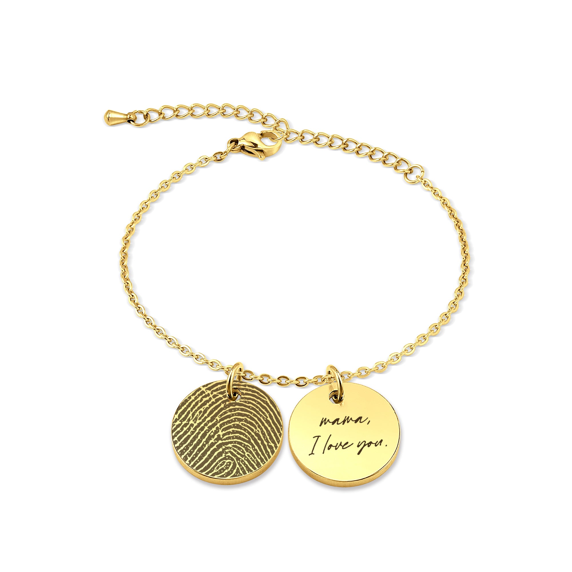 Personalized Actual Fingerprint Stainless Steel Charm Bracelet