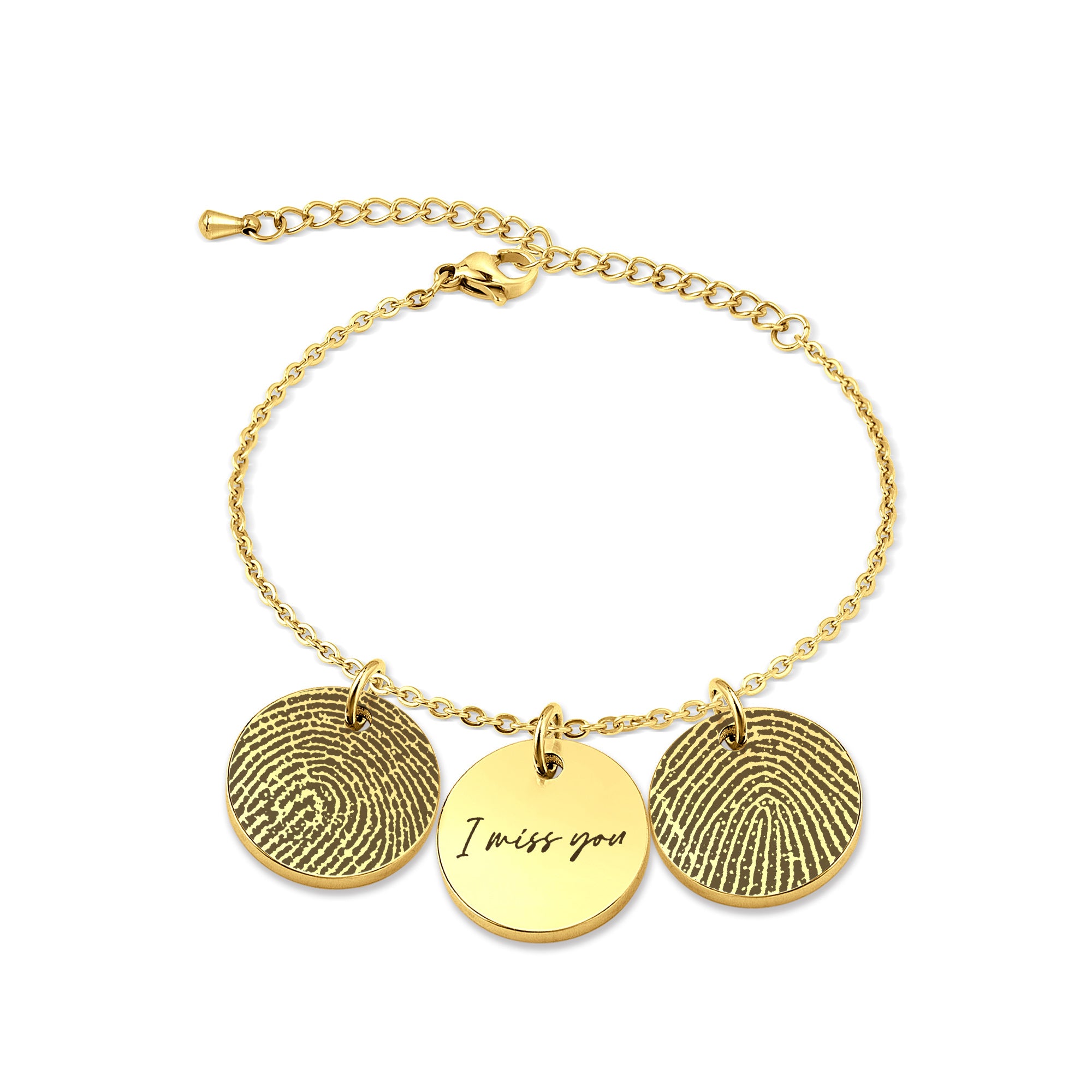 Personalized Actual Fingerprint Stainless Steel Charm Bracelet