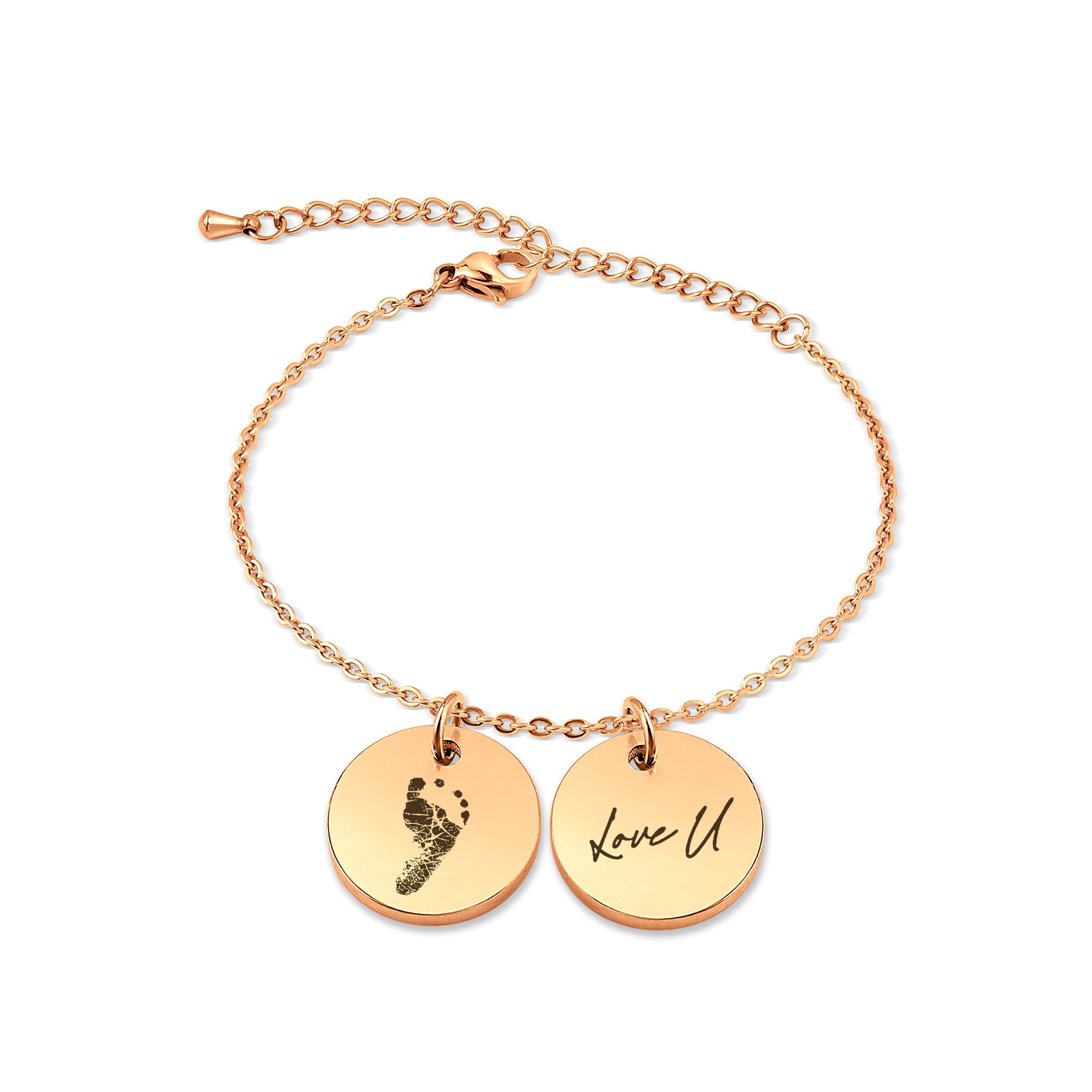 Personalized Actual Fingerprint Stainless Steel Charm Bracelet