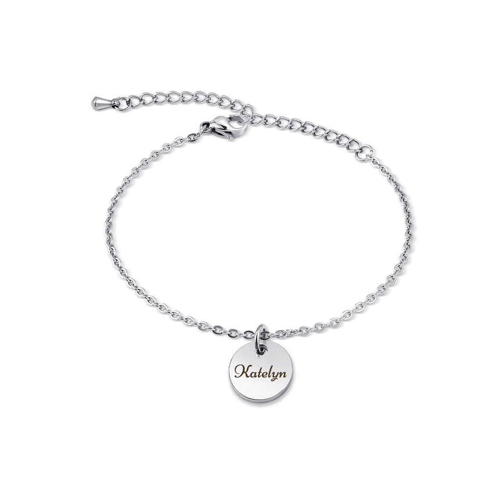 Custom Text Mini Charm Stainless Steel Bracelet