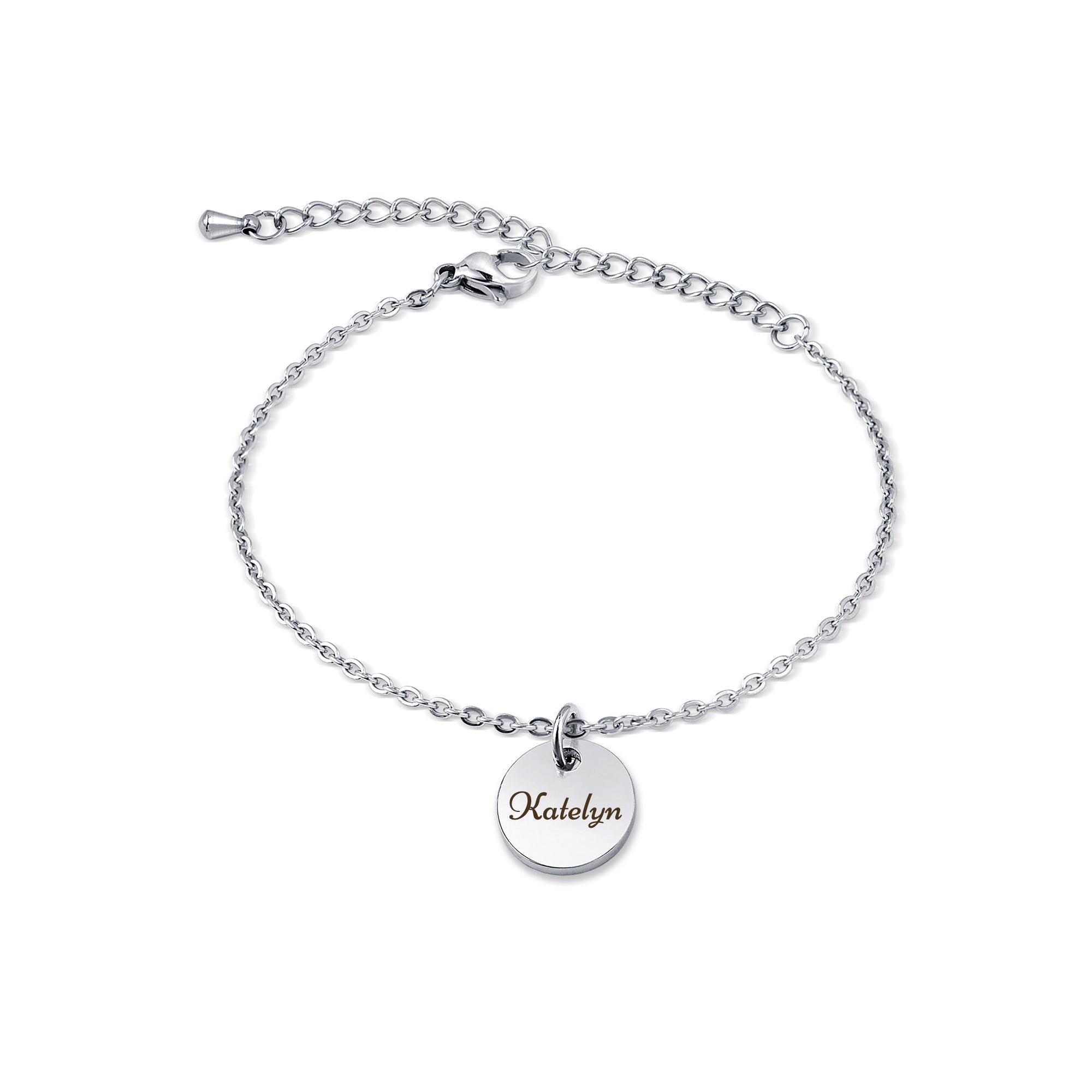 Custom Text Mini Charm Stainless Steel Bracelet