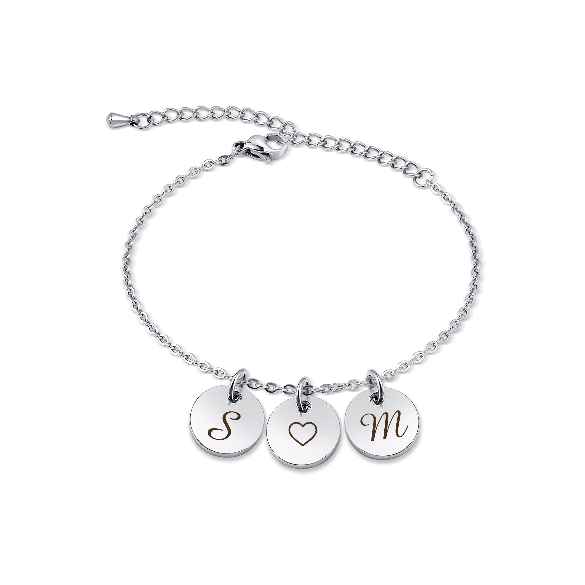 Custom Text Mini Charm Stainless Steel Bracelet