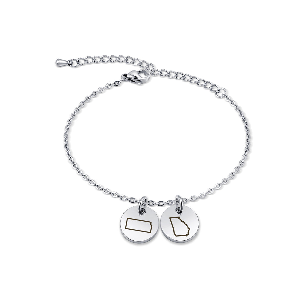 Custom Long Distance Mini Charm Stainless Steel Bracelet