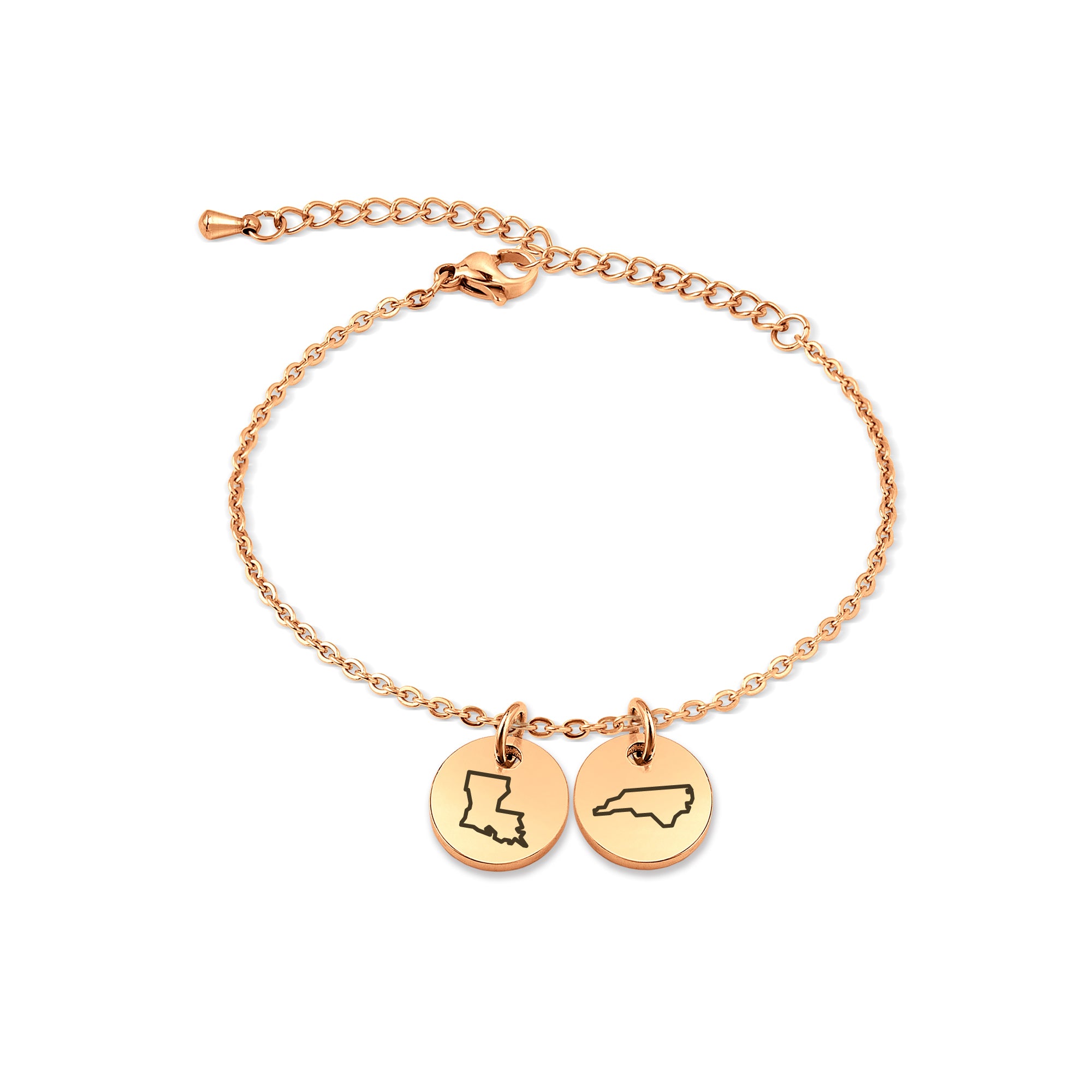 Custom Long Distance Mini Charm Stainless Steel Bracelet