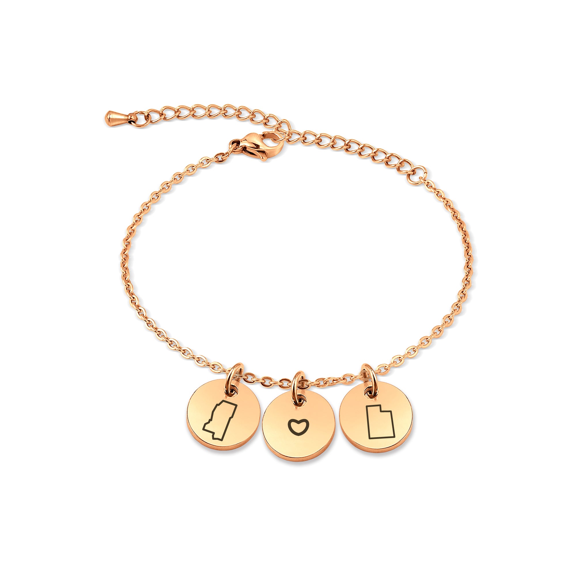 Custom Long Distance Mini Charm Stainless Steel Bracelet