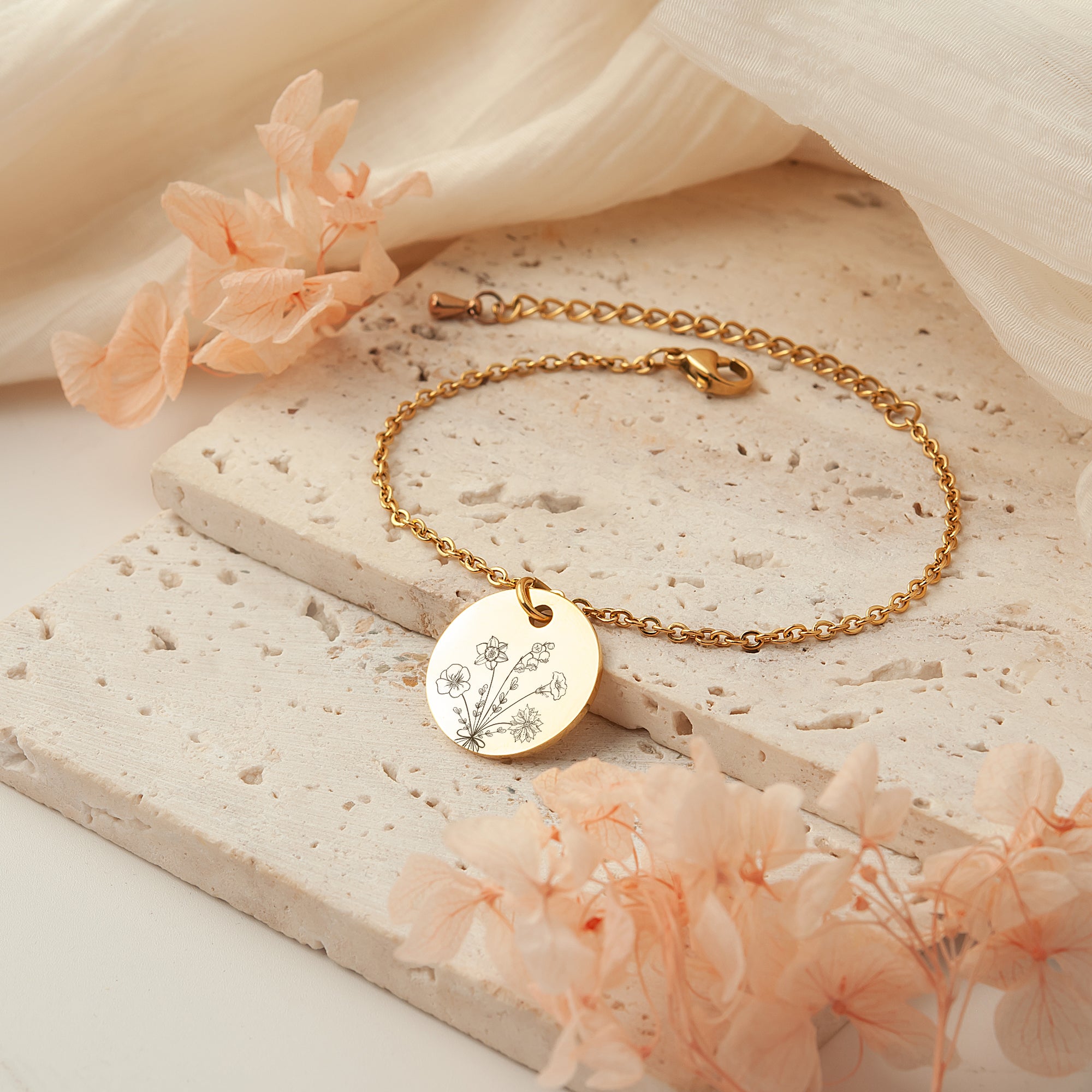 Custom Build Your Own Bouquet Charm Stainless Steel Bracelet