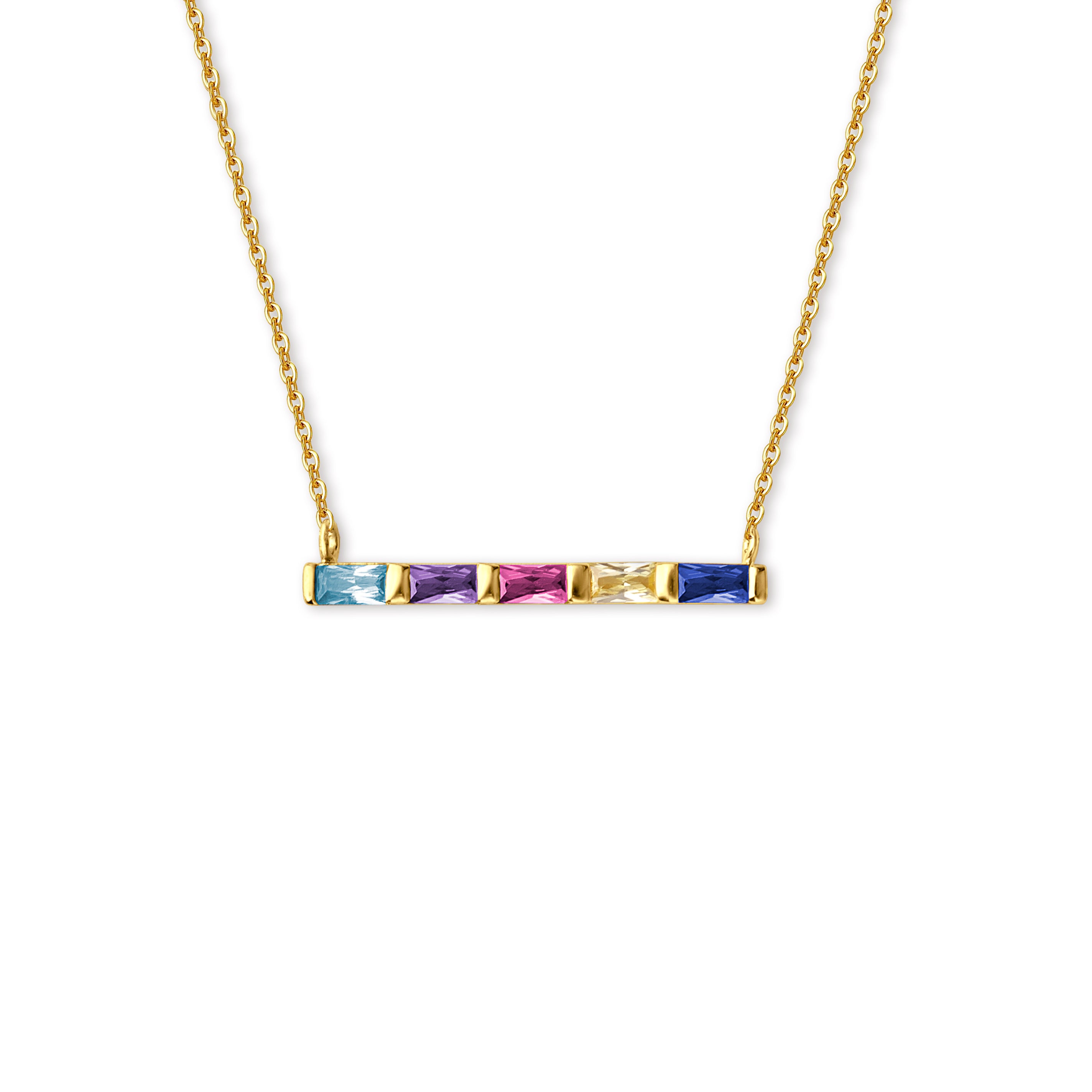 Birthstone Baguette Bar Necklace