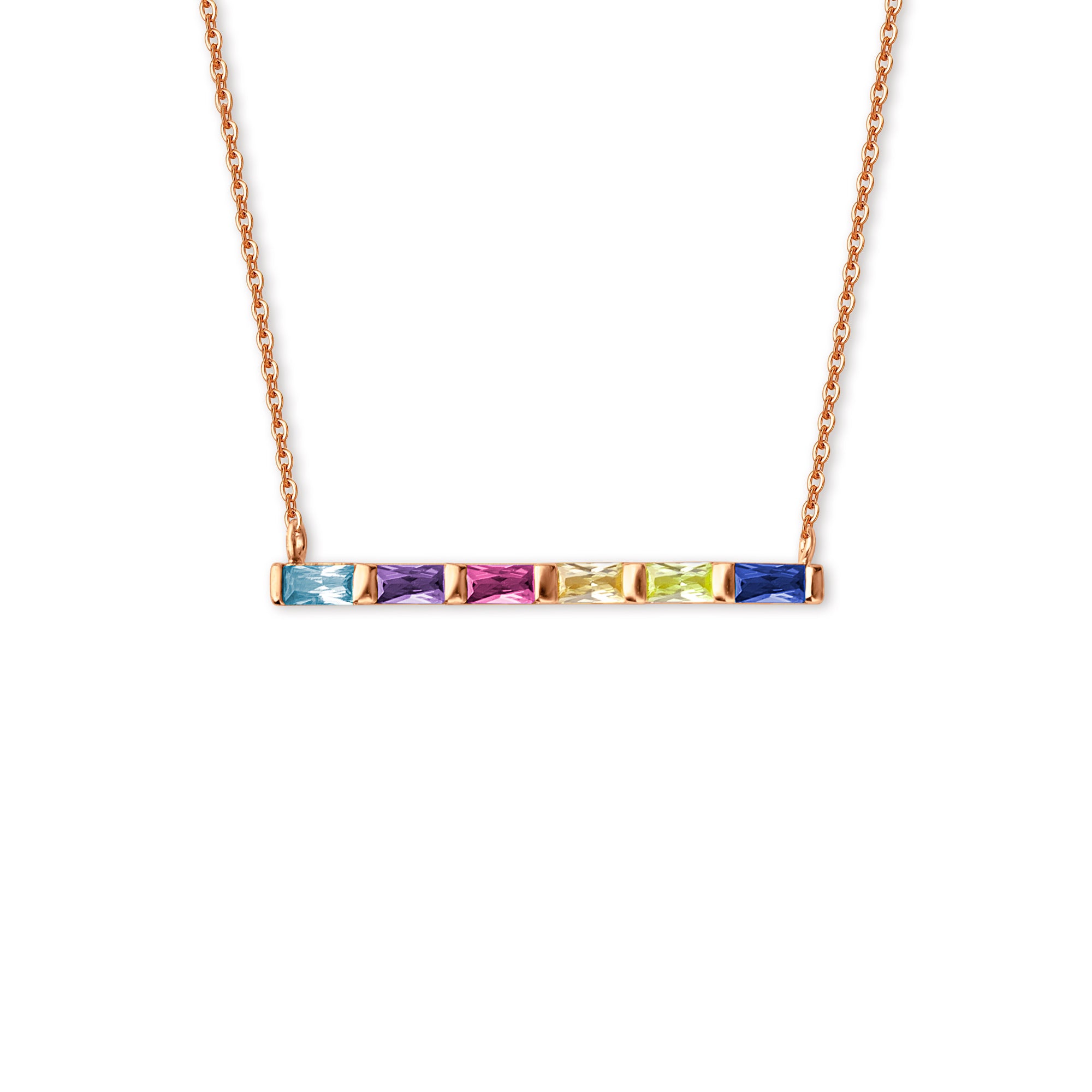 Birthstone Baguette Bar Necklace