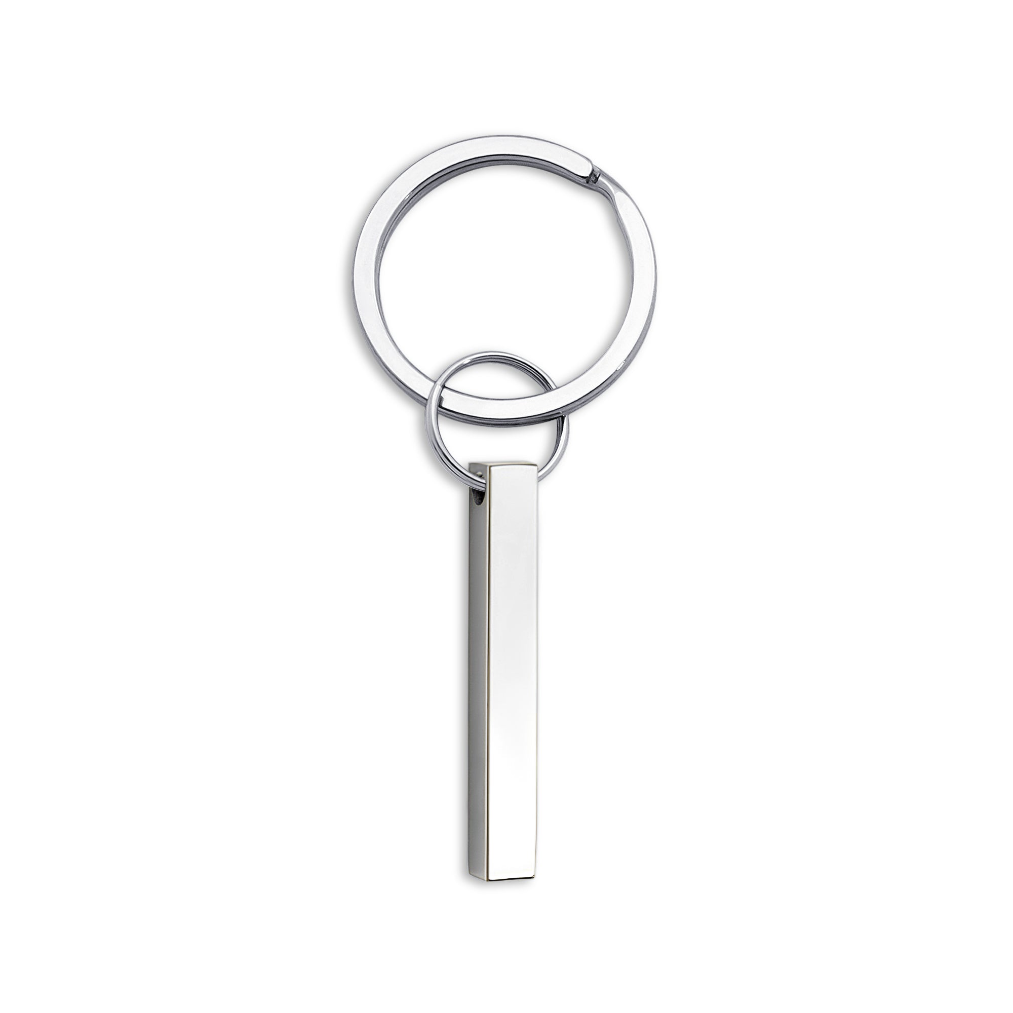 Four-Sided Bar Key Chain - Sterling Silver
