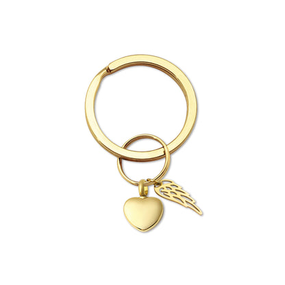 Mini Heart with Angel Wing Charm Memorial Key Chain