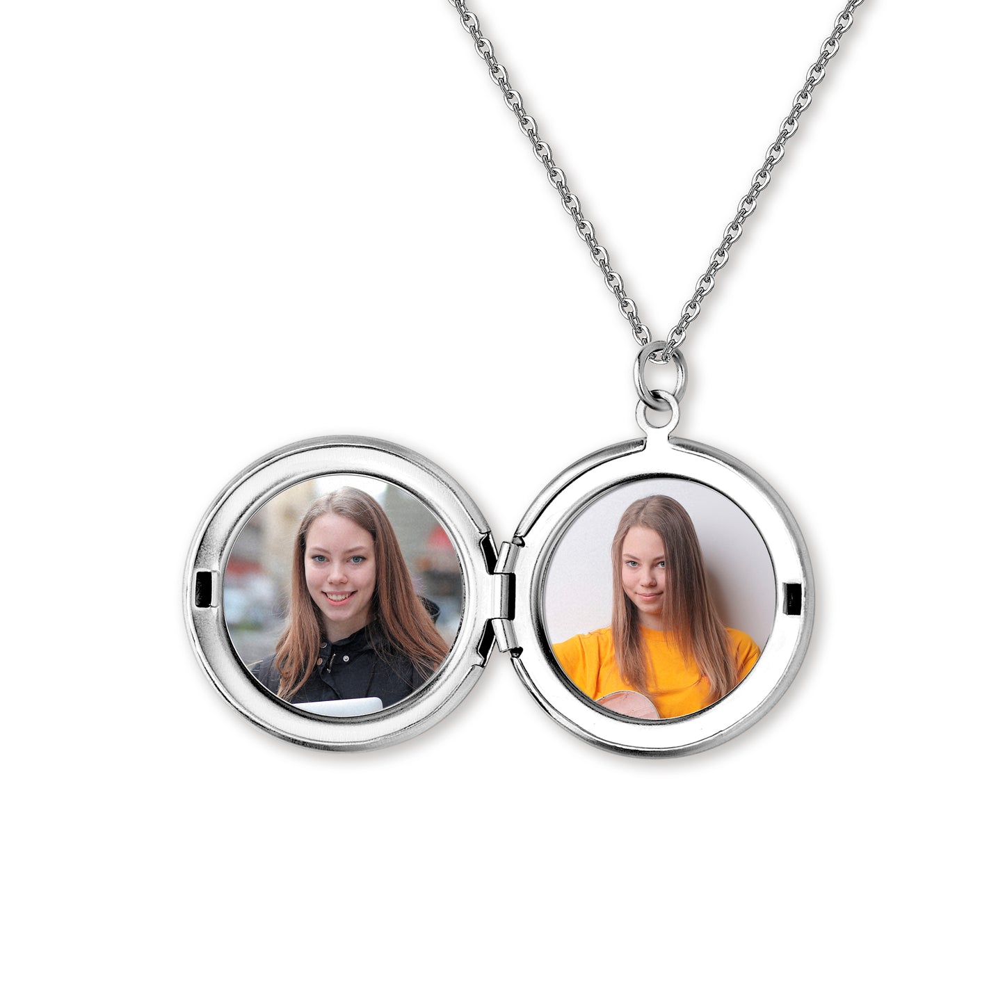 Custom Birth Flower Name and Date Photo Locket Necklace