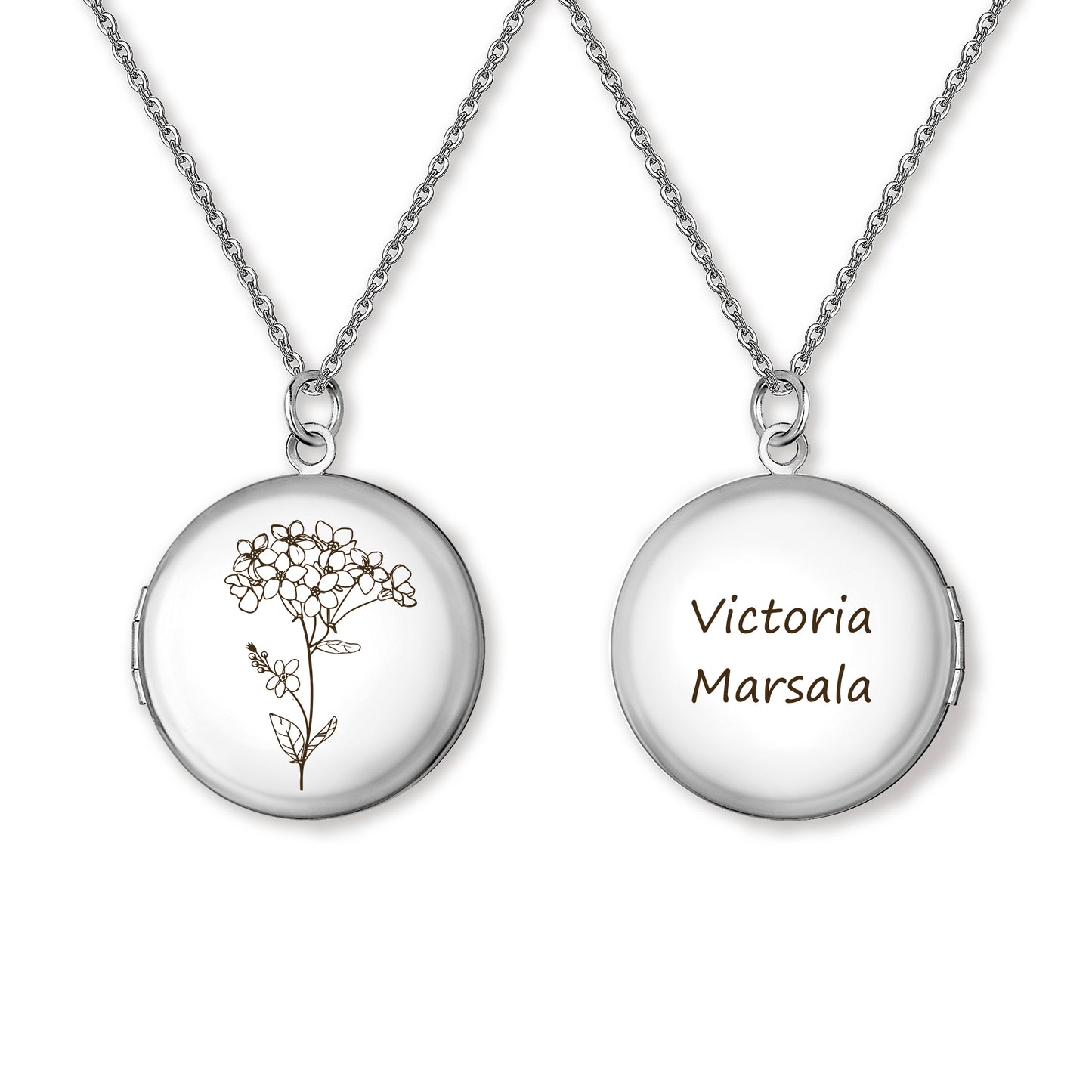 Custom Birth Flower Photo Locket Necklace