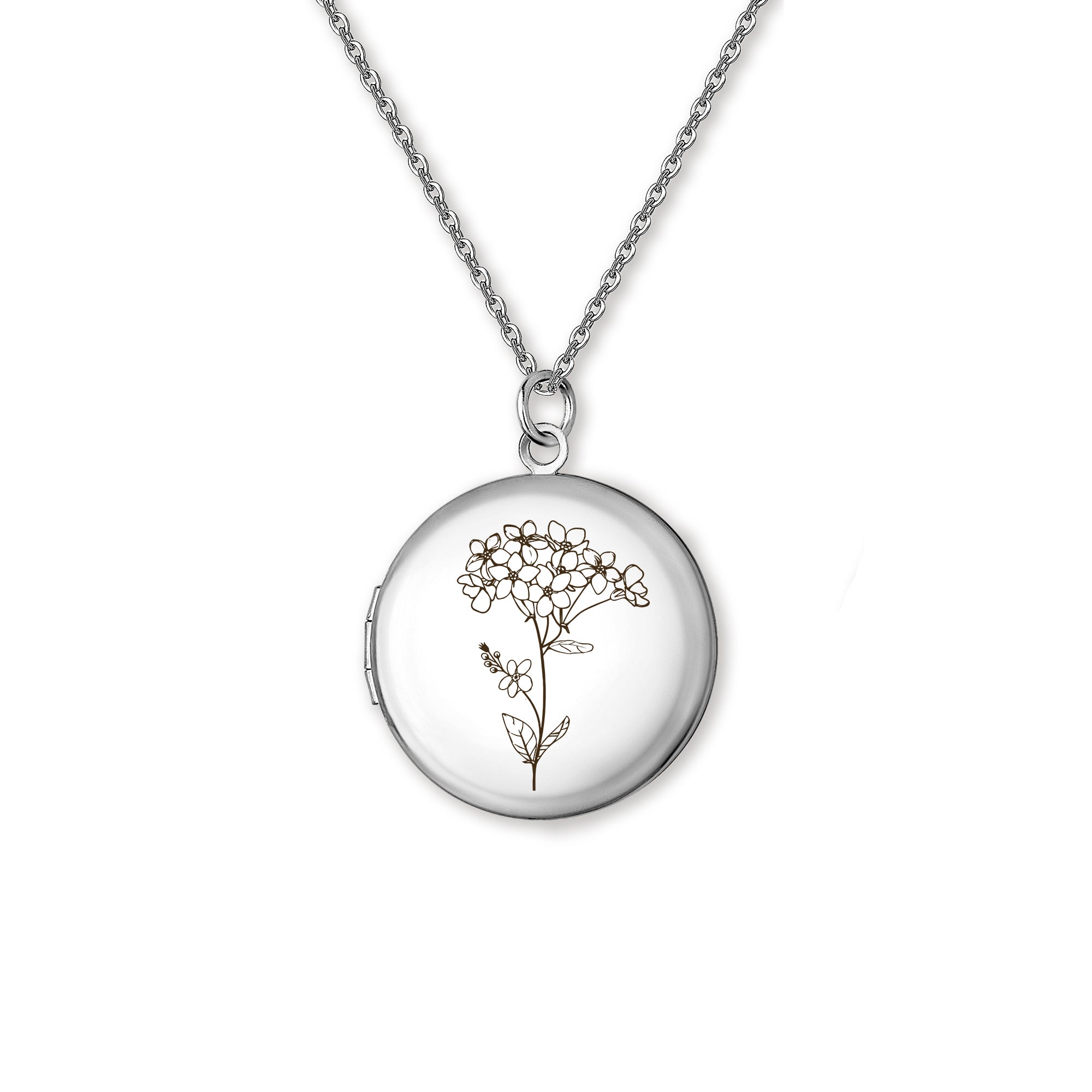Custom Birth Flower Photo Locket Necklace