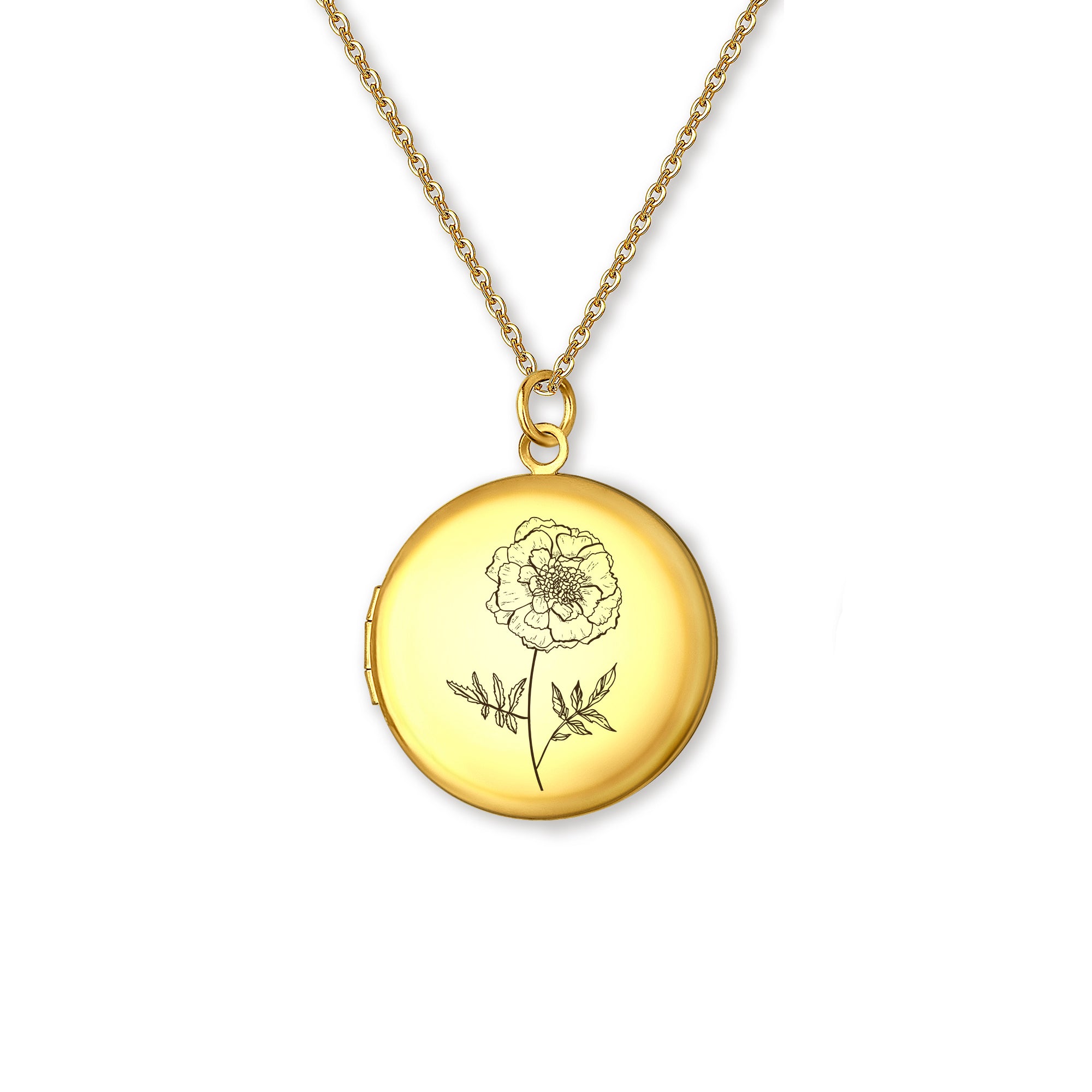 Custom Birth Flower Photo Locket Necklace