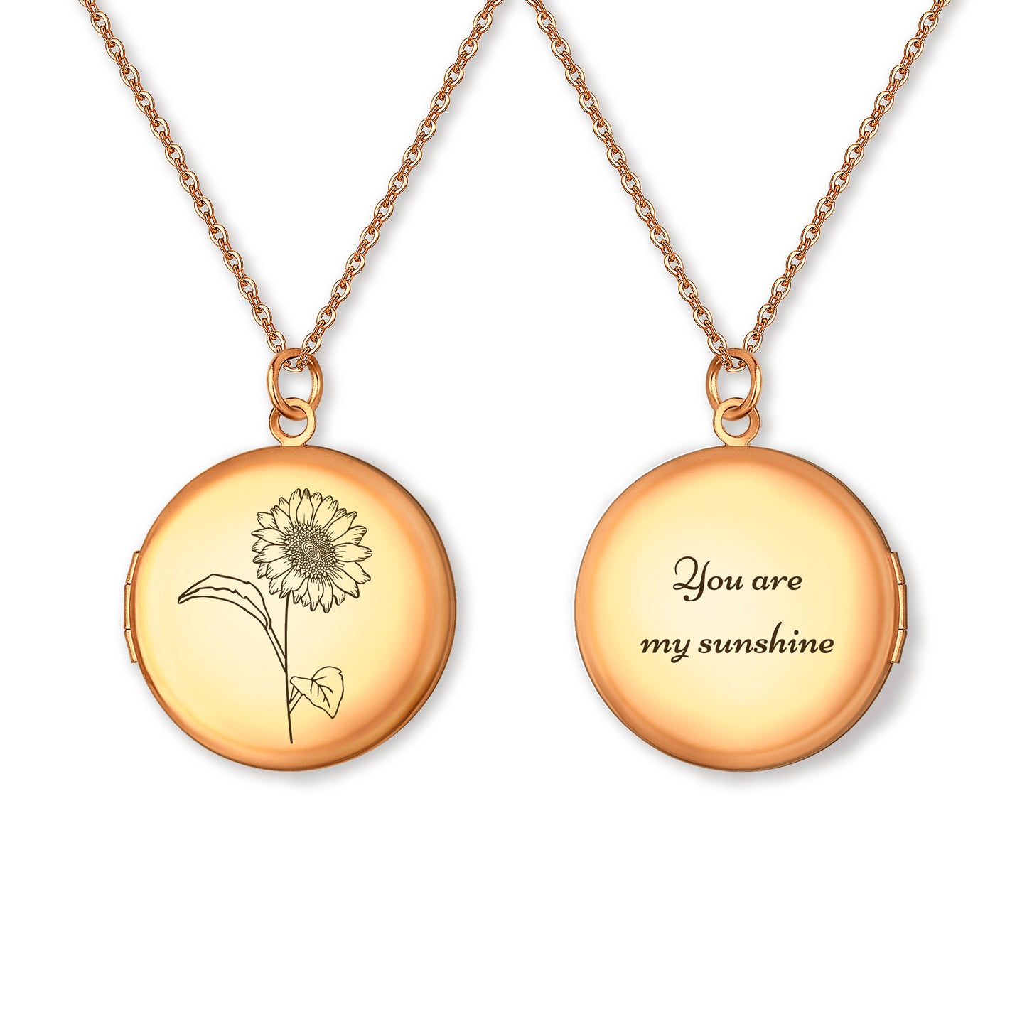 Custom Birth Flower Photo Locket Necklace