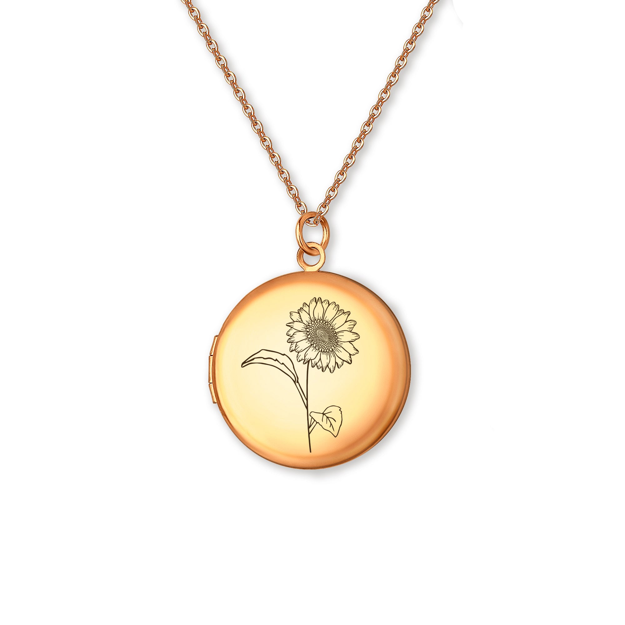 Custom Birth Flower Photo Locket Necklace
