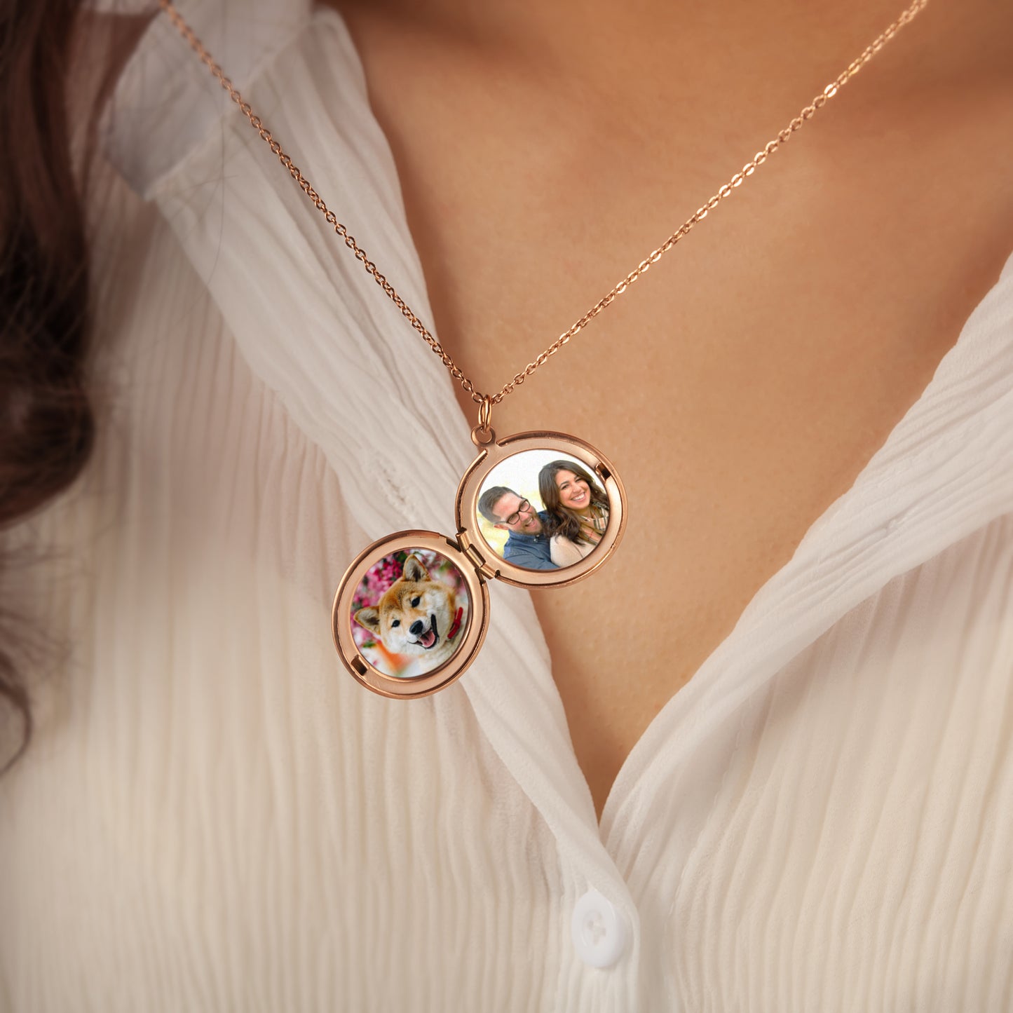 Custom Birth Flower Photo Locket Necklace