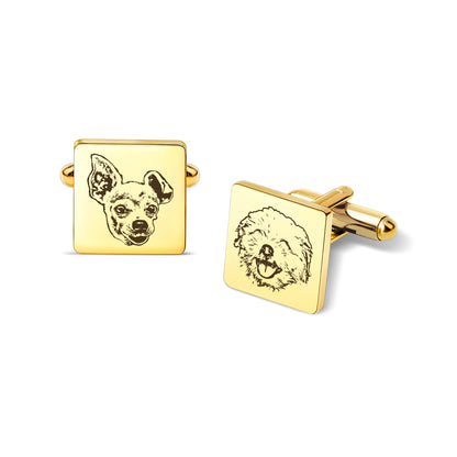 Custom Men's Pet Portrait Wedding Cuff Links