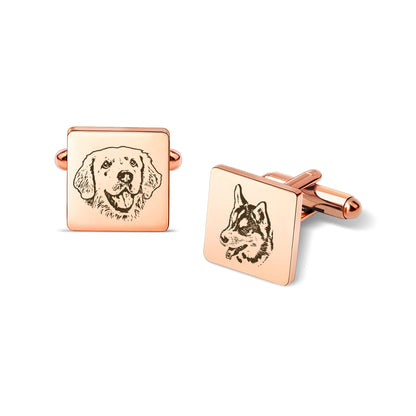 Custom Men's Pet Portrait Wedding Cuff Links