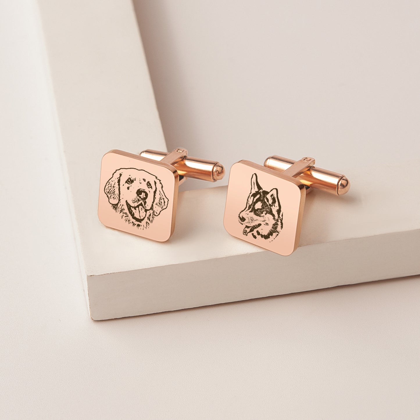 Custom Men's Pet Portrait Wedding Cuff Links