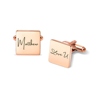 Custom Handwriting and Actual Fingerprint Square Cuff Links