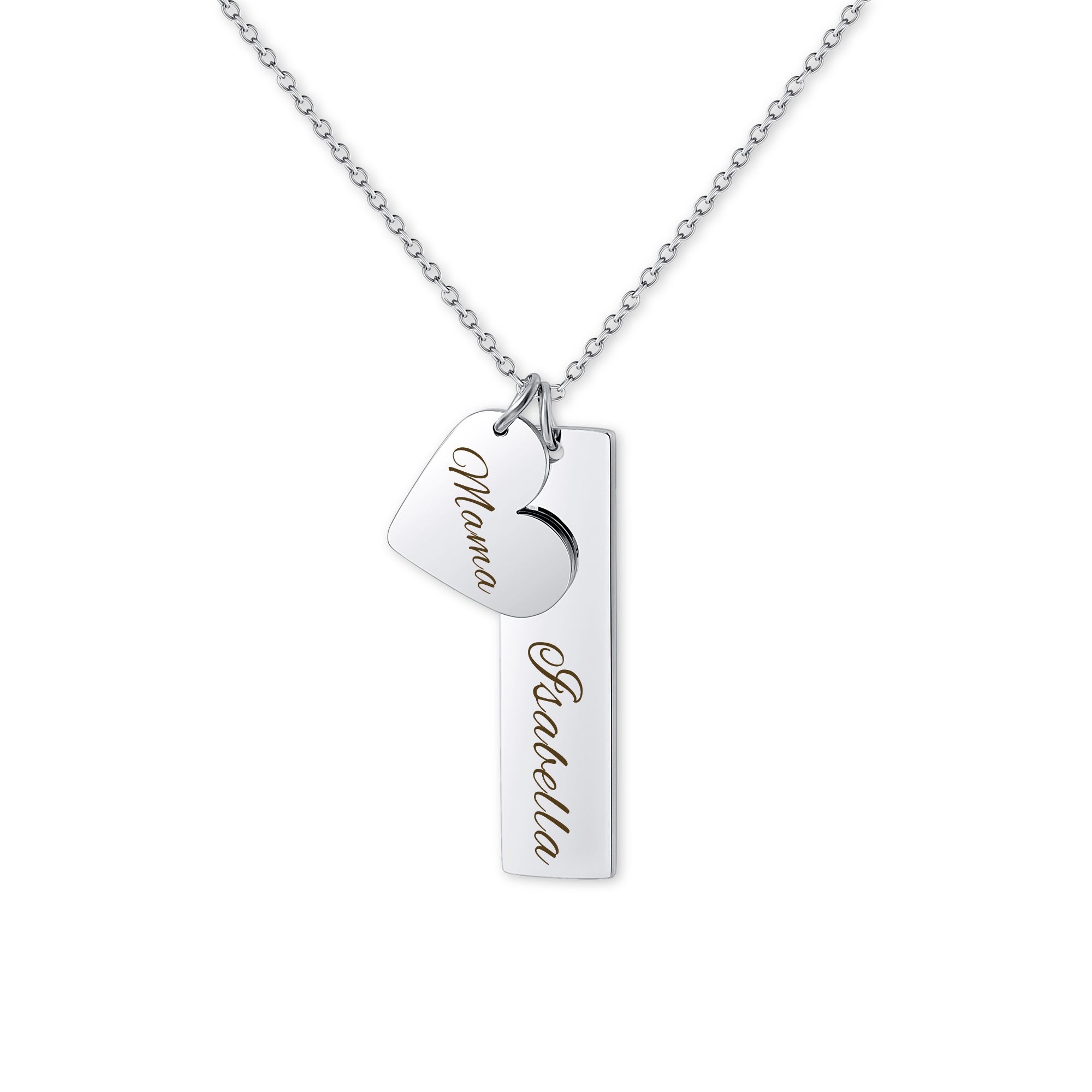 Custom Heart and Bar Name Necklace