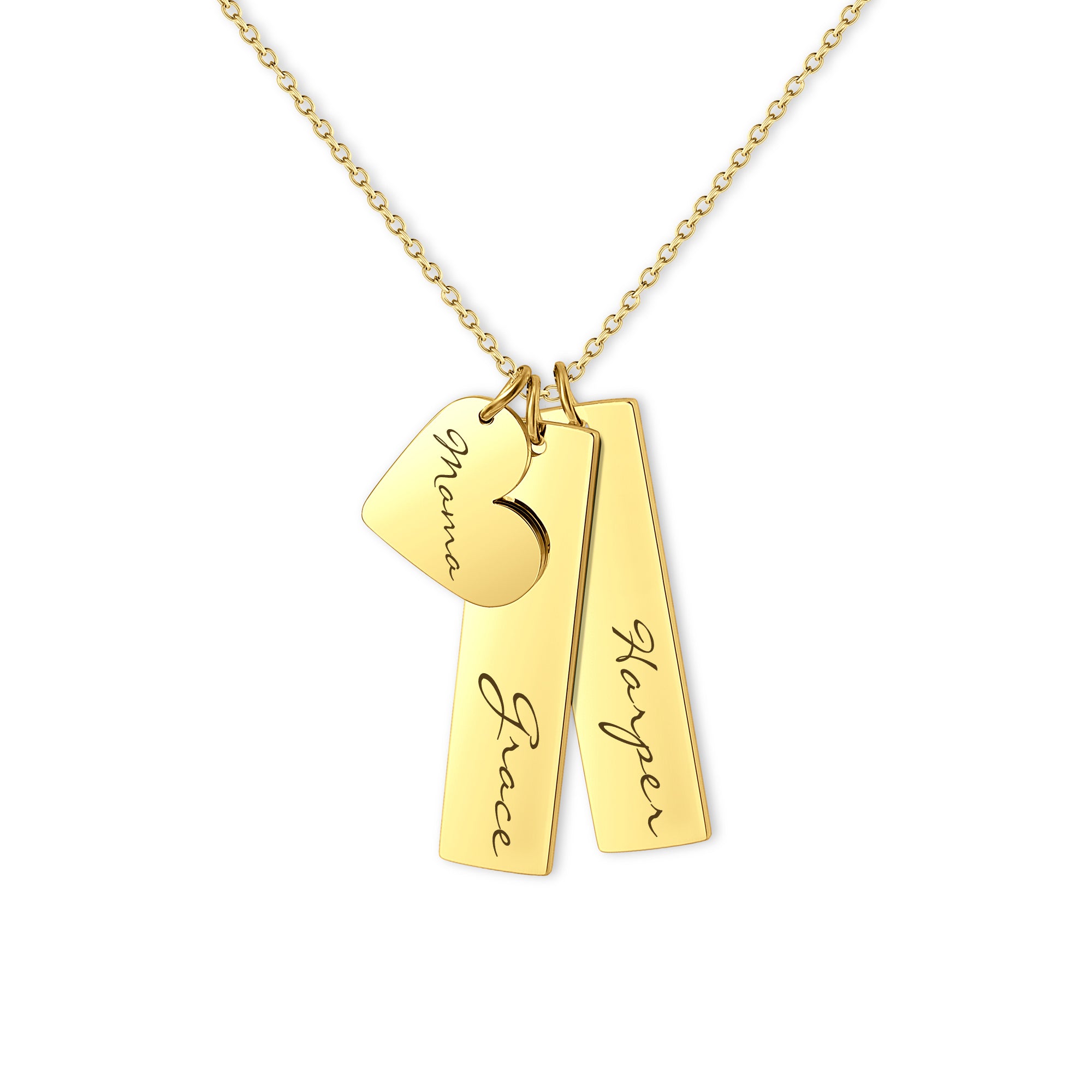 Custom Heart and Bar Name Necklace