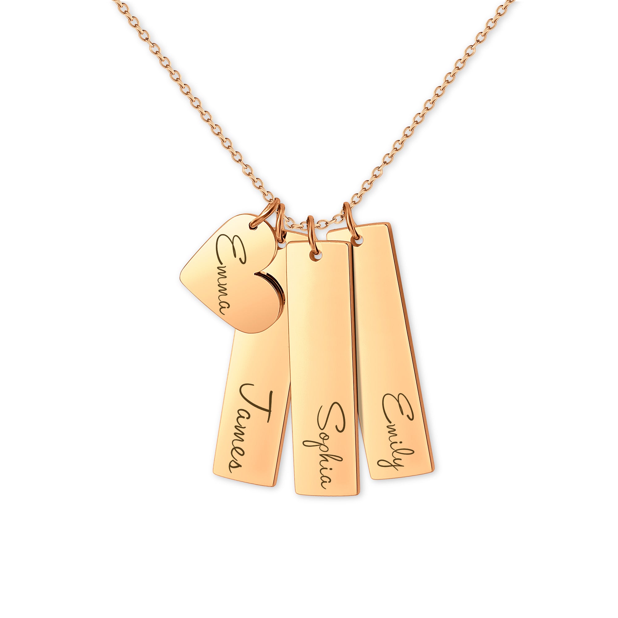 Custom Heart and Bar Name Necklace