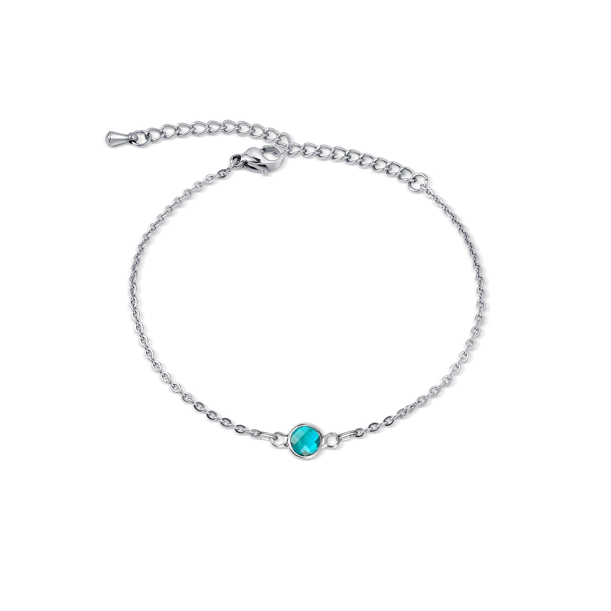 Women's Dainty Birthstone Charm Bracelet