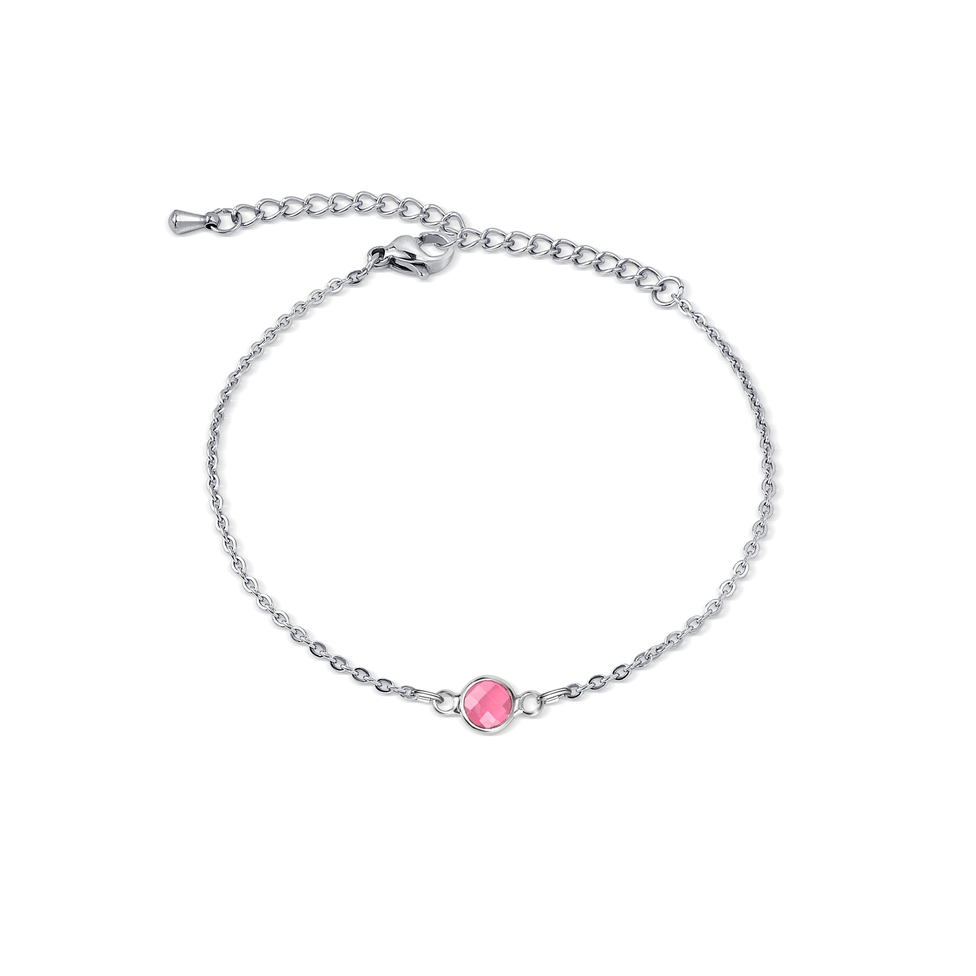 Women's Dainty Birthstone Charm Bracelet