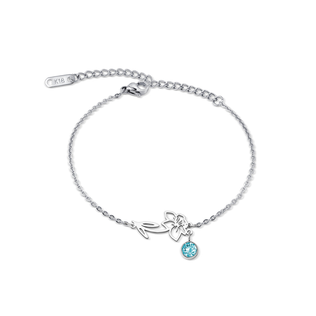 Birth Flower and Birth Stone Bracelet
