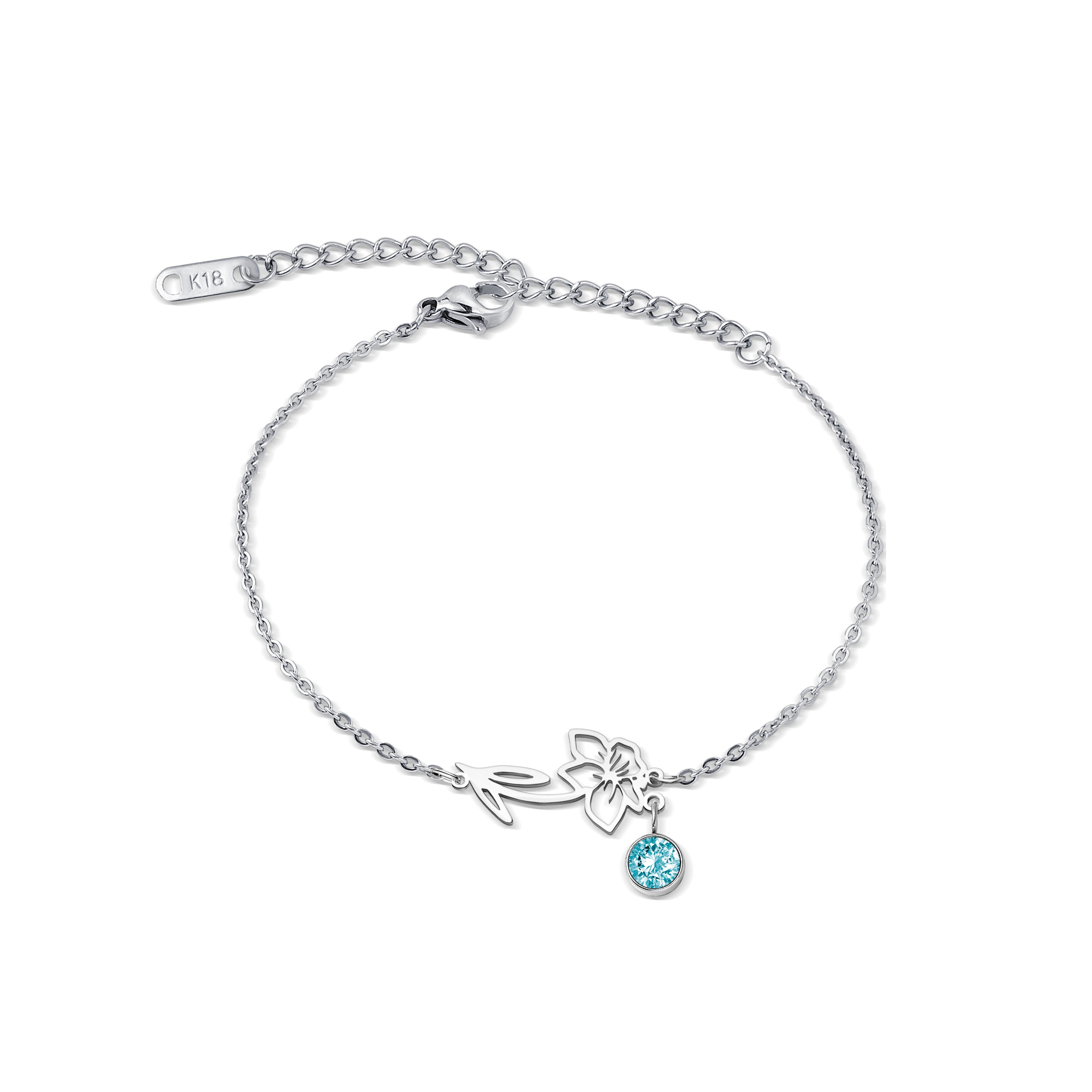 Birth Flower and Birth Stone Bracelet
