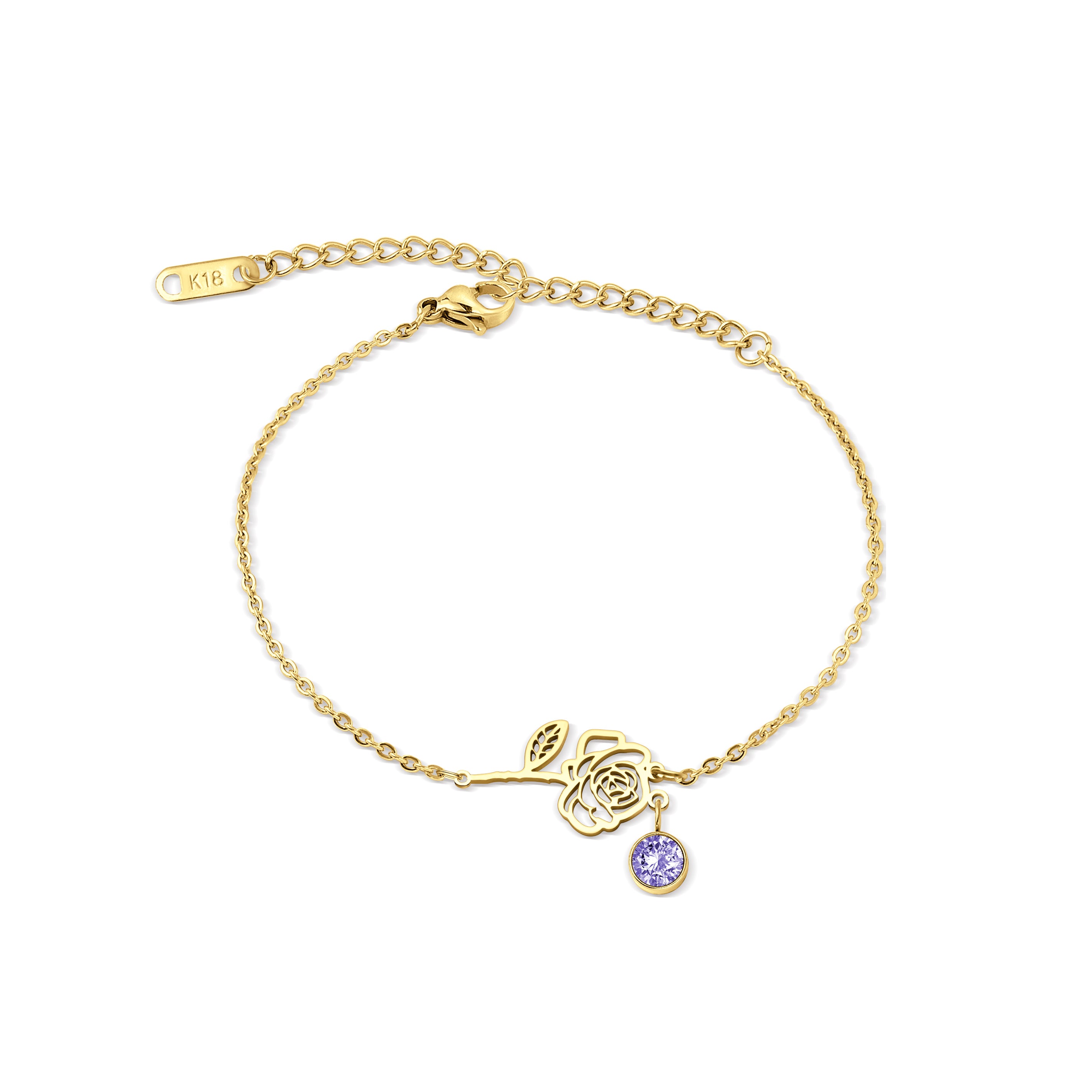 Birth Flower and Birth Stone Bracelet