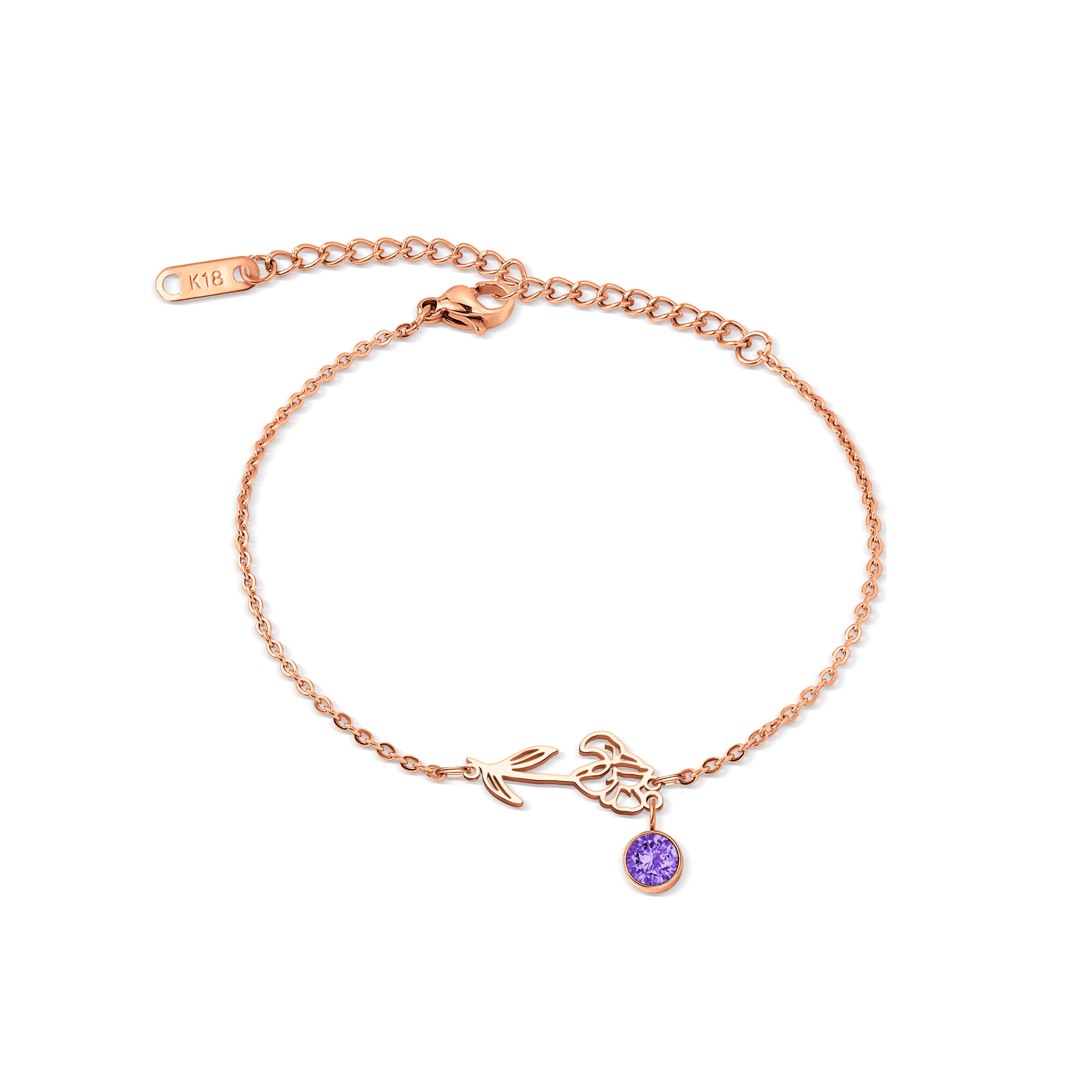 Birth Flower and Birth Stone Bracelet