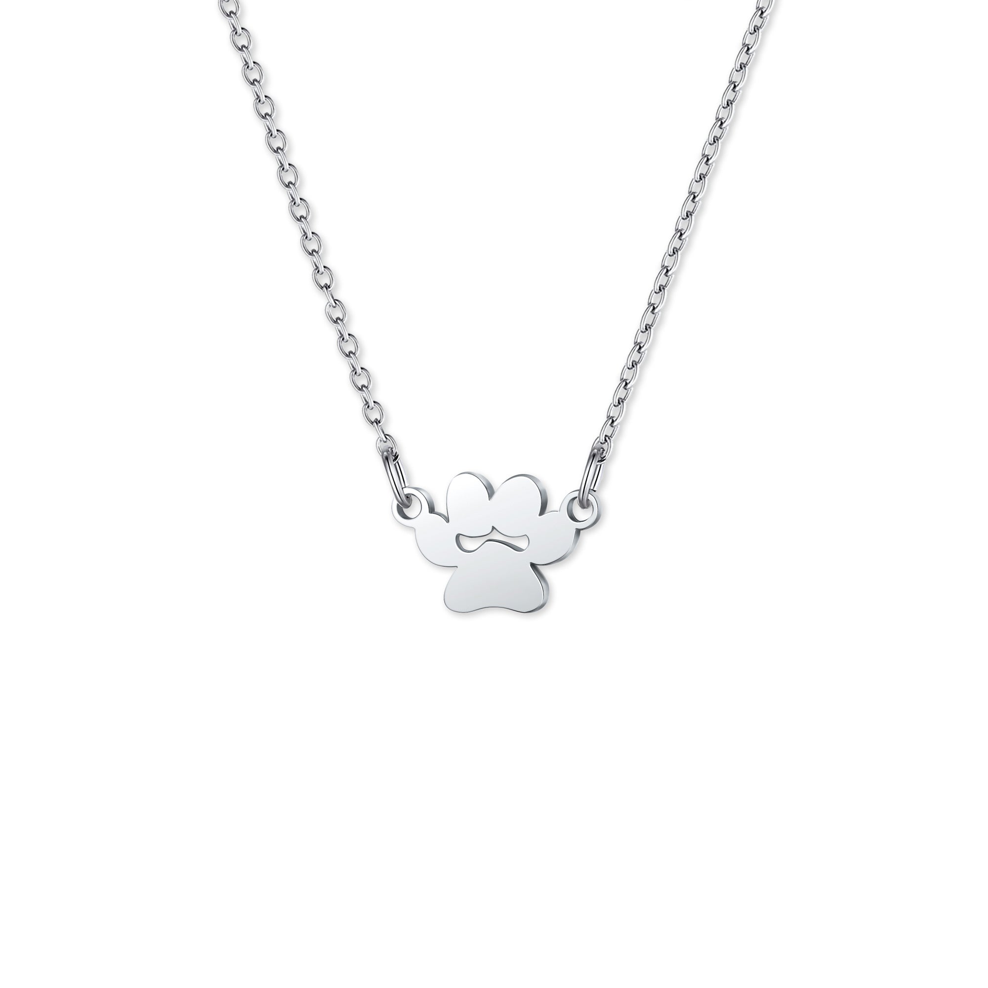 Horizontal Paw Print Name Necklace