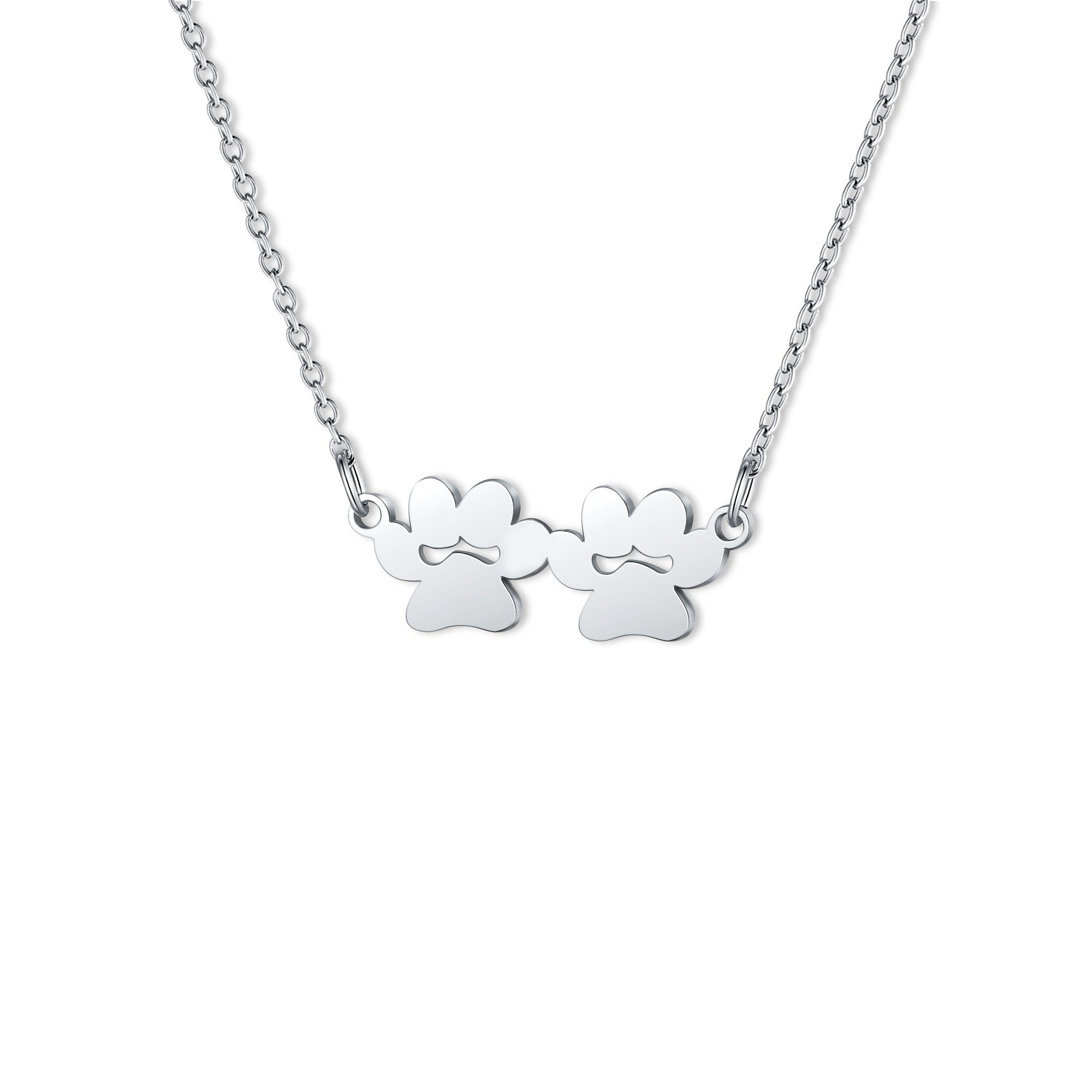 Horizontal Paw Print Name Necklace