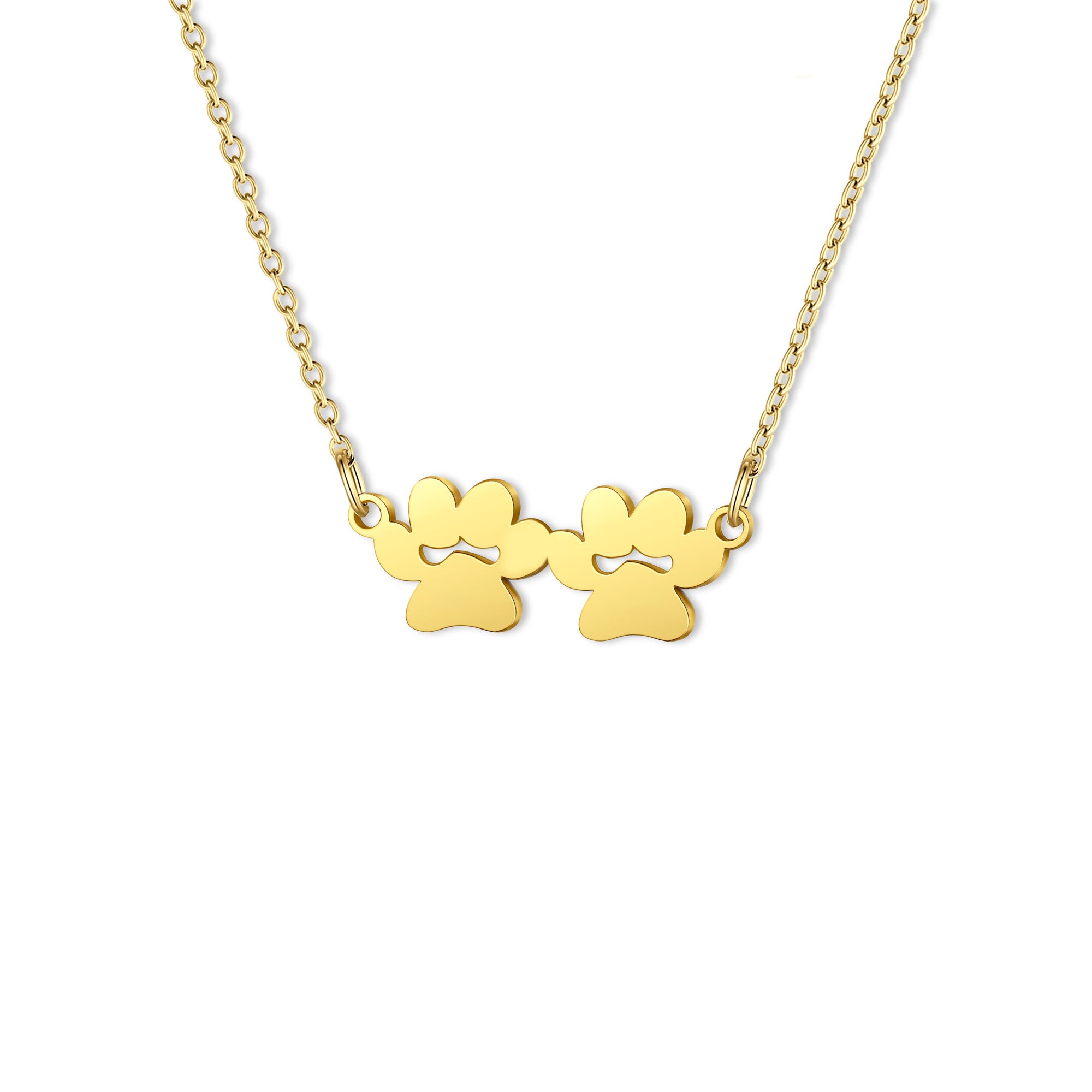 Horizontal Paw Print Name Necklace