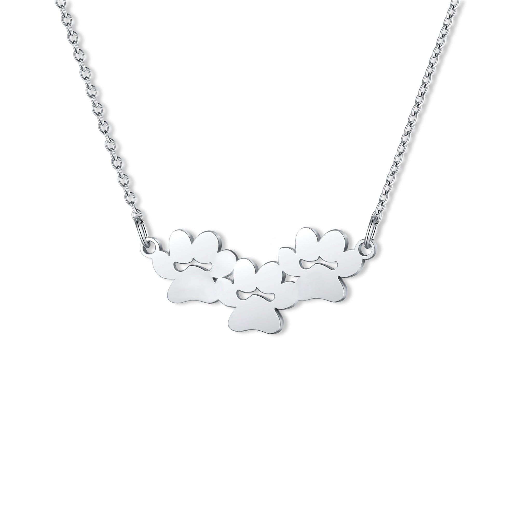 Horizontal Paw Print Name Necklace