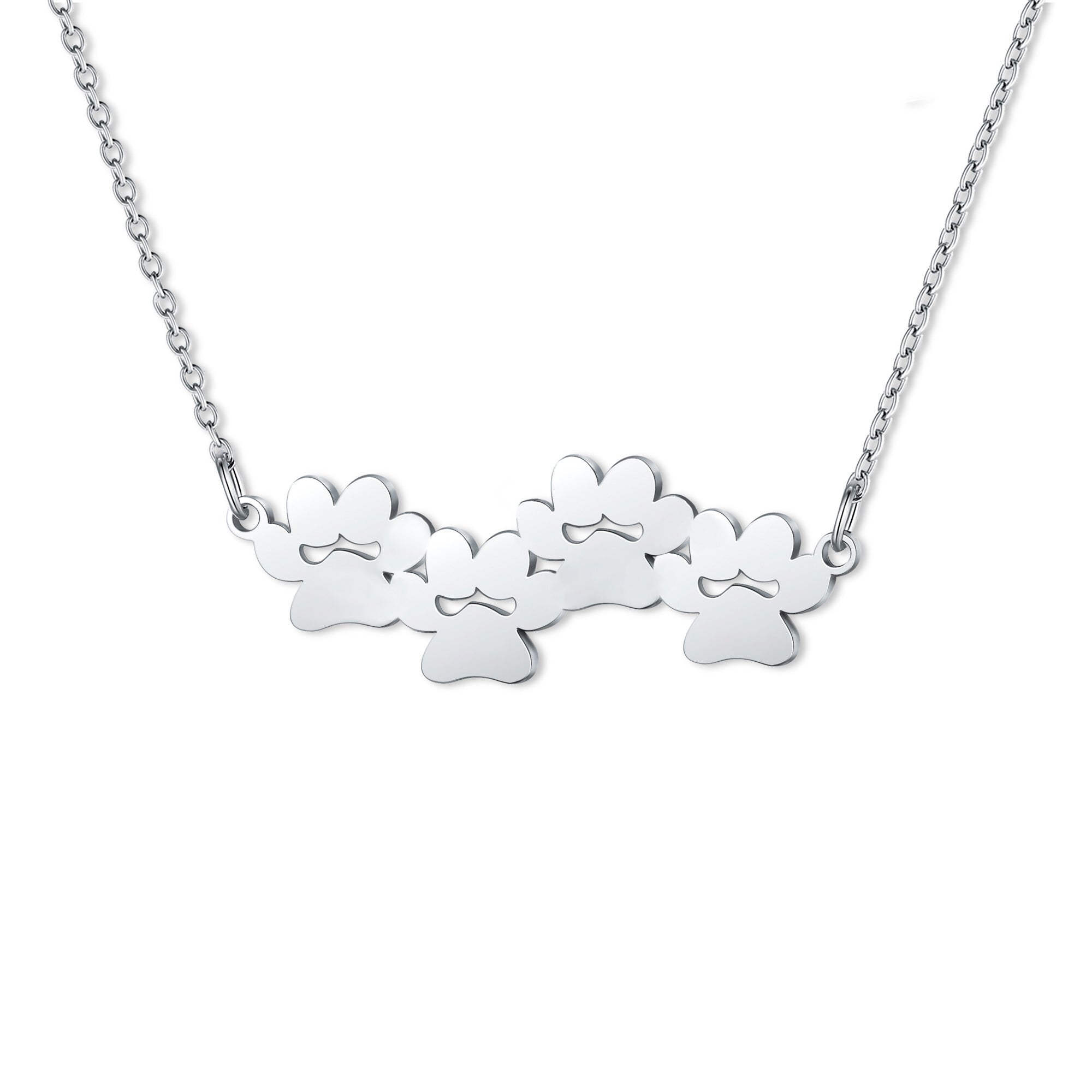 Horizontal Paw Print Name Necklace