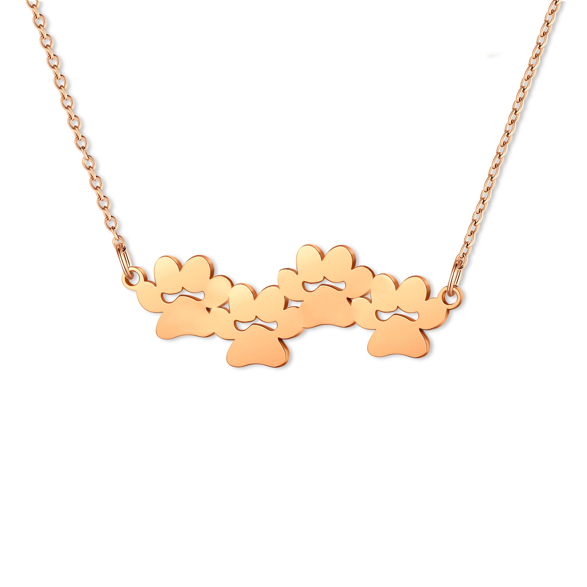 Horizontal Paw Print Name Necklace