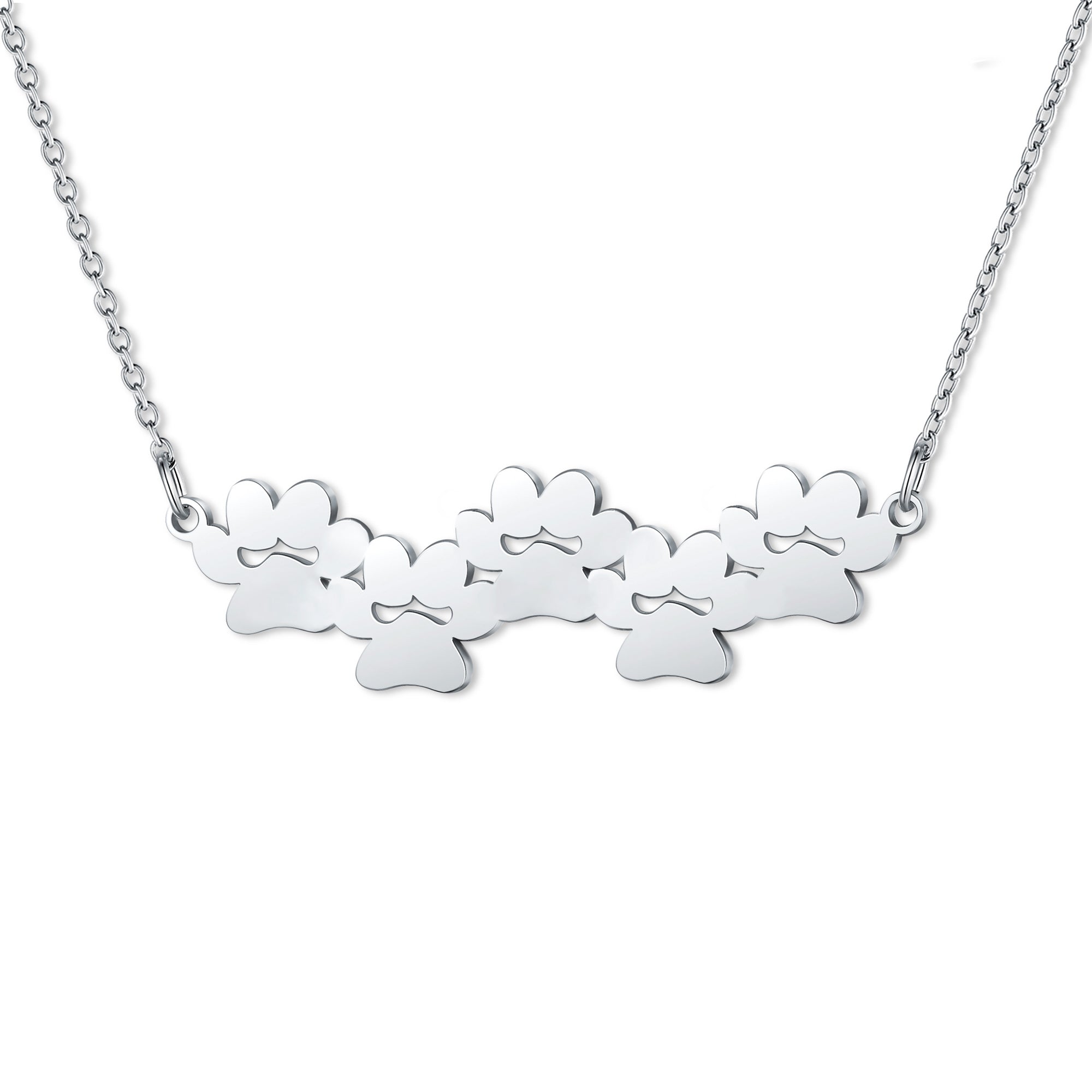 Horizontal Paw Print Name Necklace