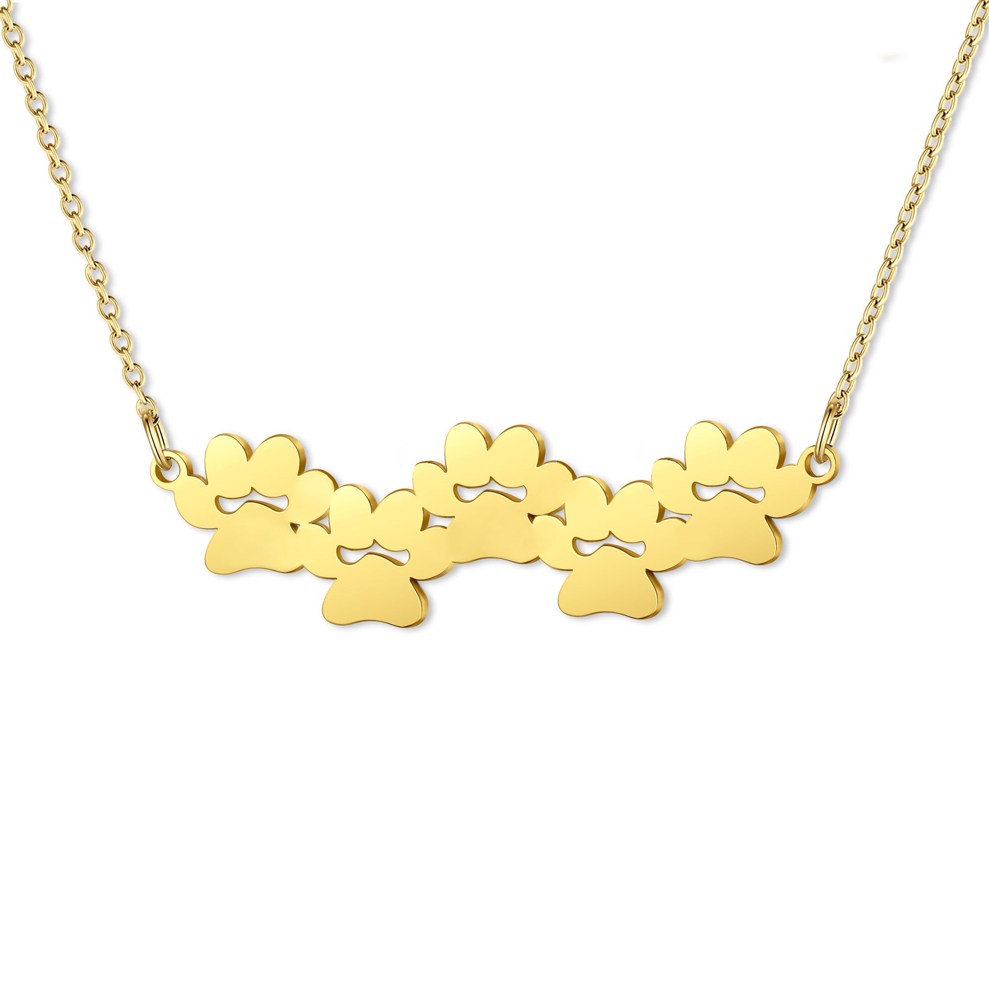 Horizontal Paw Print Name Necklace