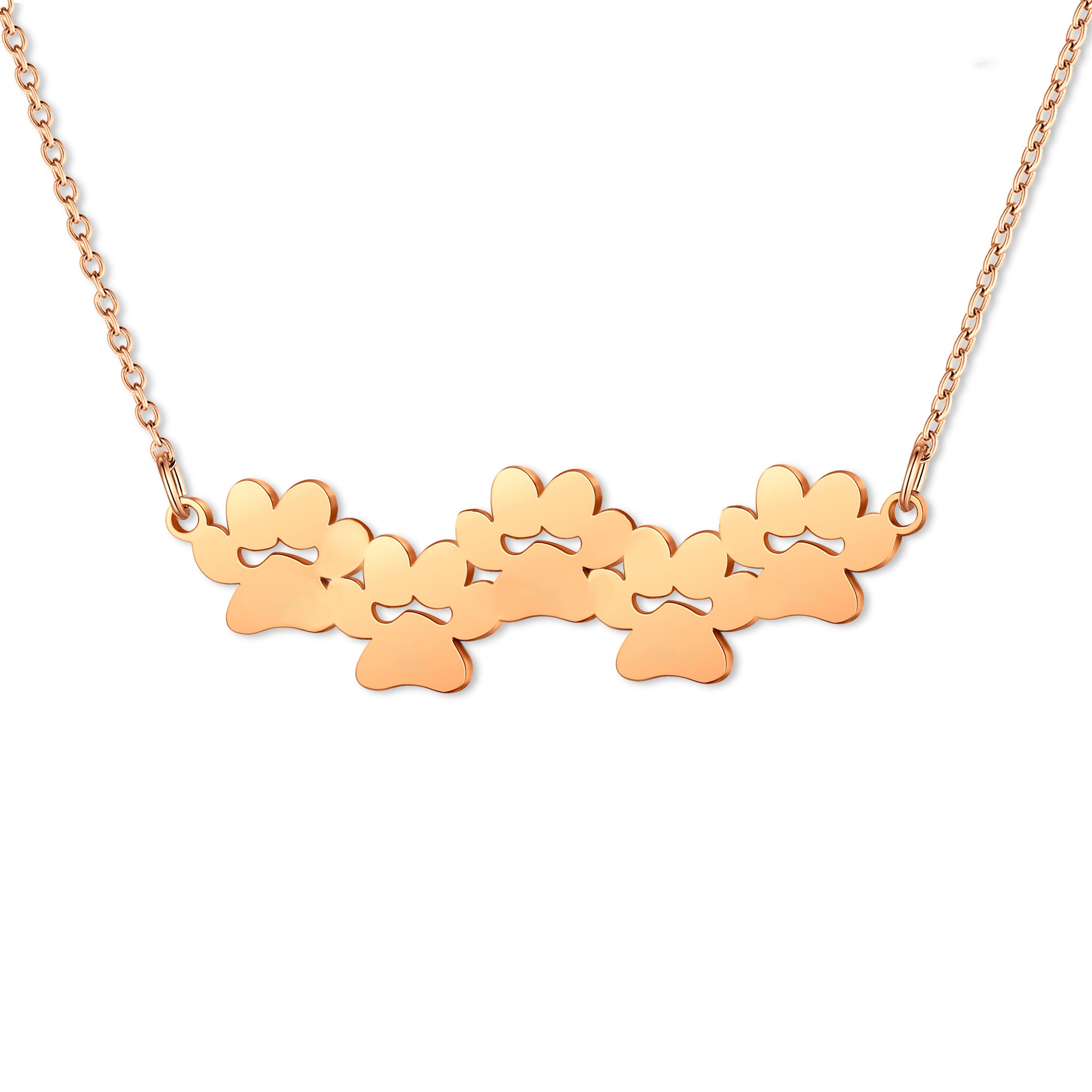 Horizontal Paw Print Name Necklace