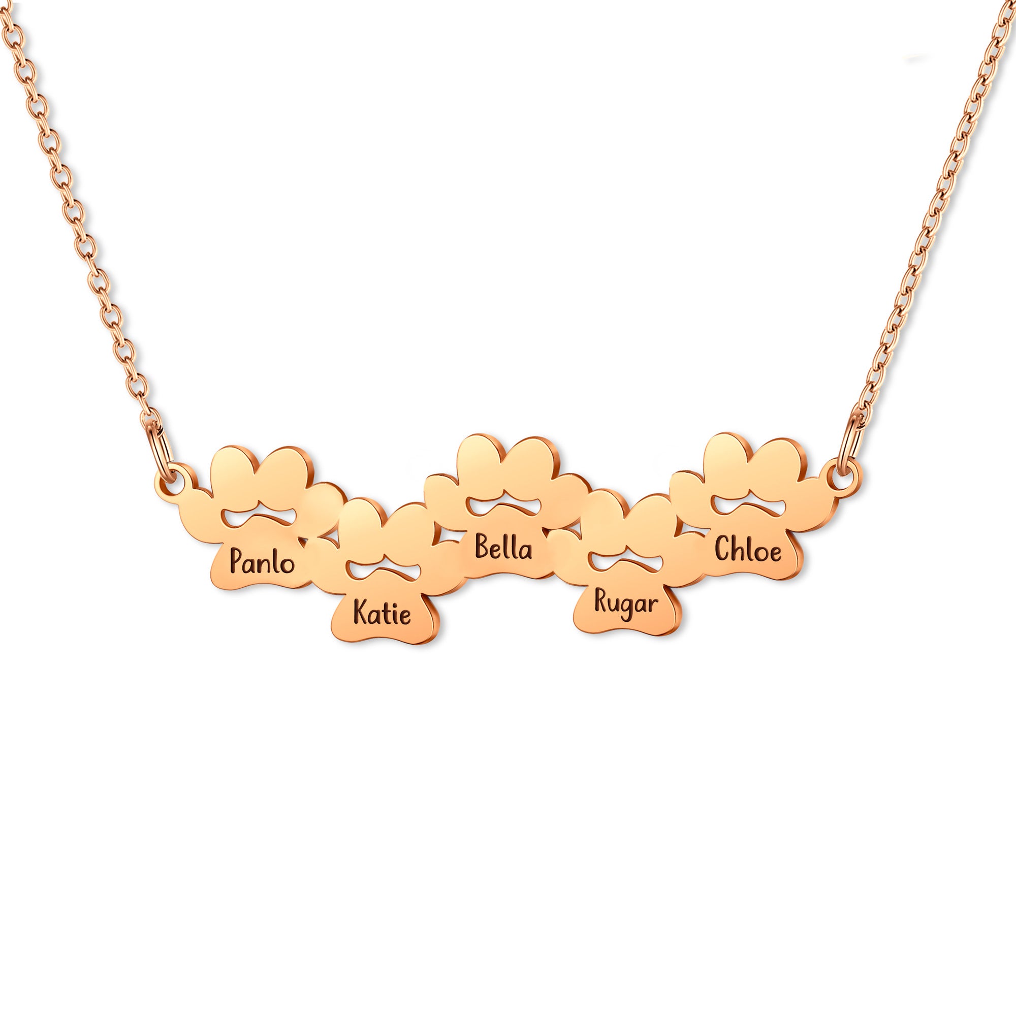 Personalized Horizontal Paw Print Charm Necklace